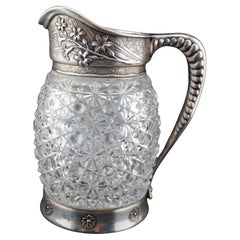 Whiting Sterling and Cut Glass Pitcher Circ 1890