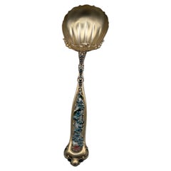 Whiting Sterling Floral Enamel Berry Spoon