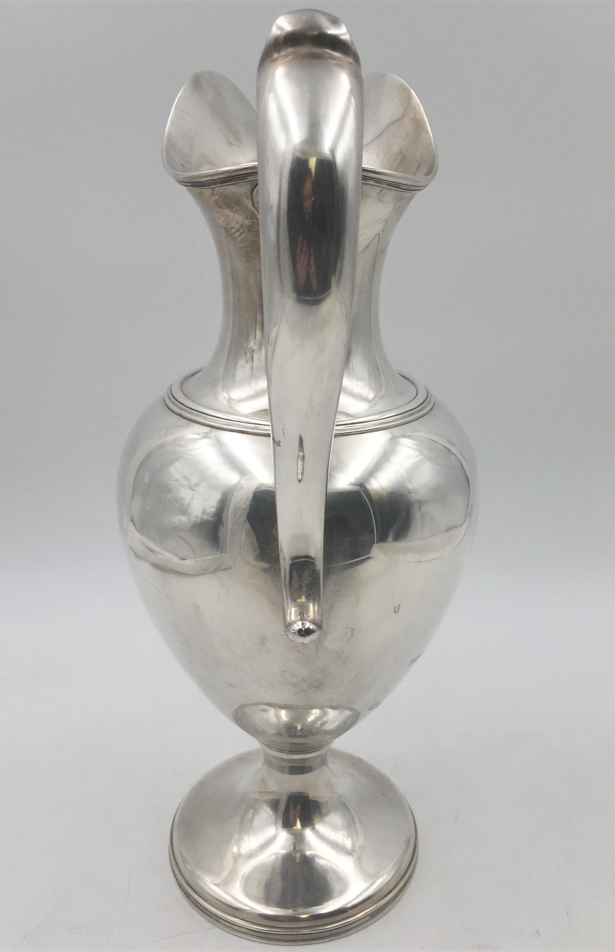 Whiting Sterling Silver 1911 Pitcher Jug in Art Deco Style In Good Condition For Sale In New York, NY