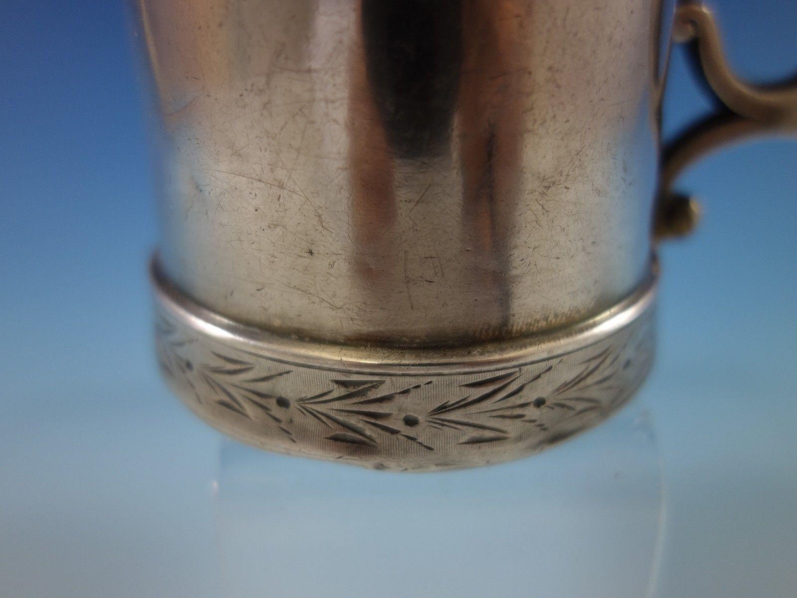 American Whiting Sterling Silver Baby Child's Cup Mug Brite-Cut Border and Beading #35