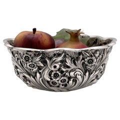 Whiting Sterling Silver Bowl in Repousse Pattern and Art Nouveau Style from 1884