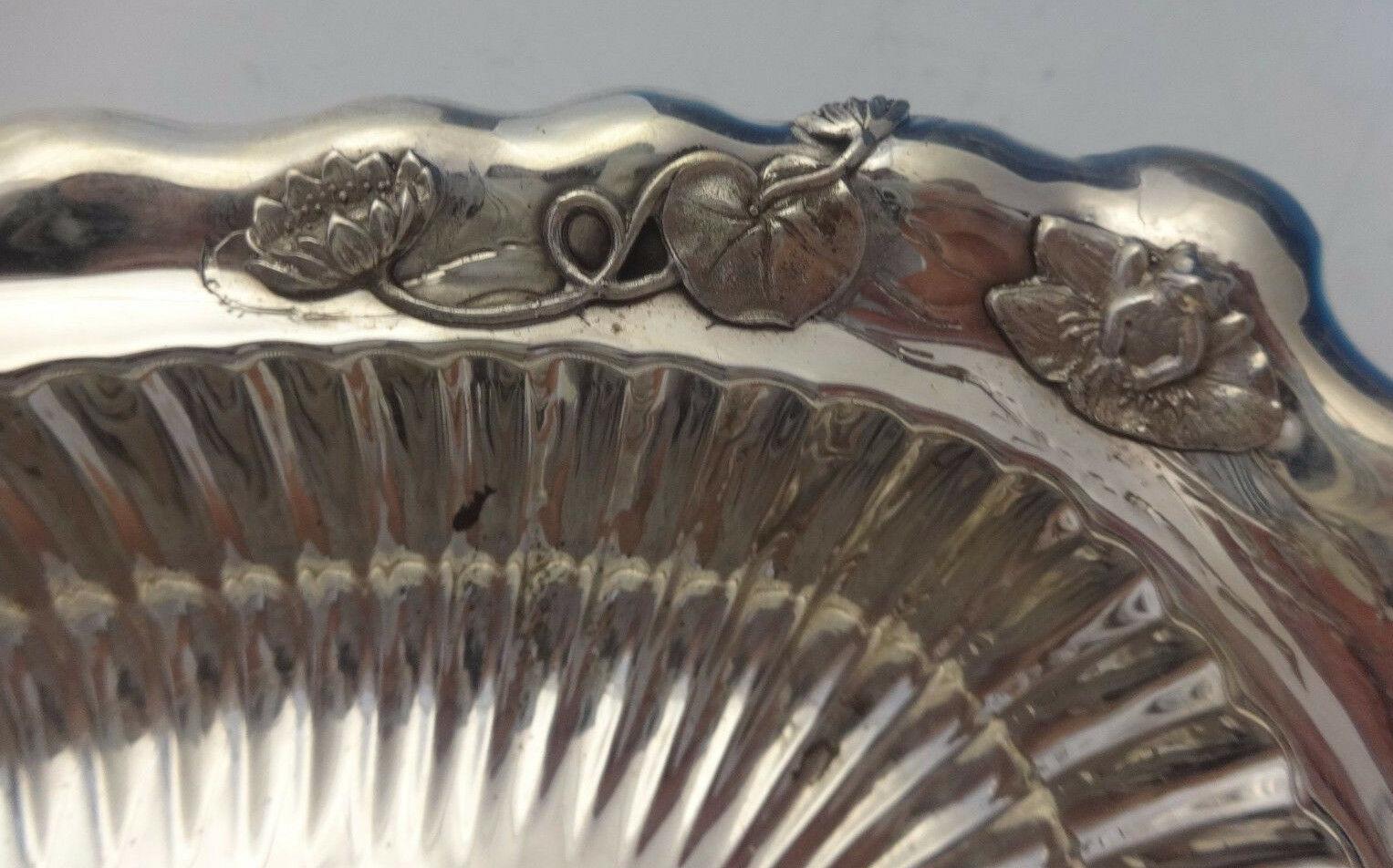 20th Century Whiting Sterling Silver Bowl with Applied Frog, Snail, Branch & Lily Pads