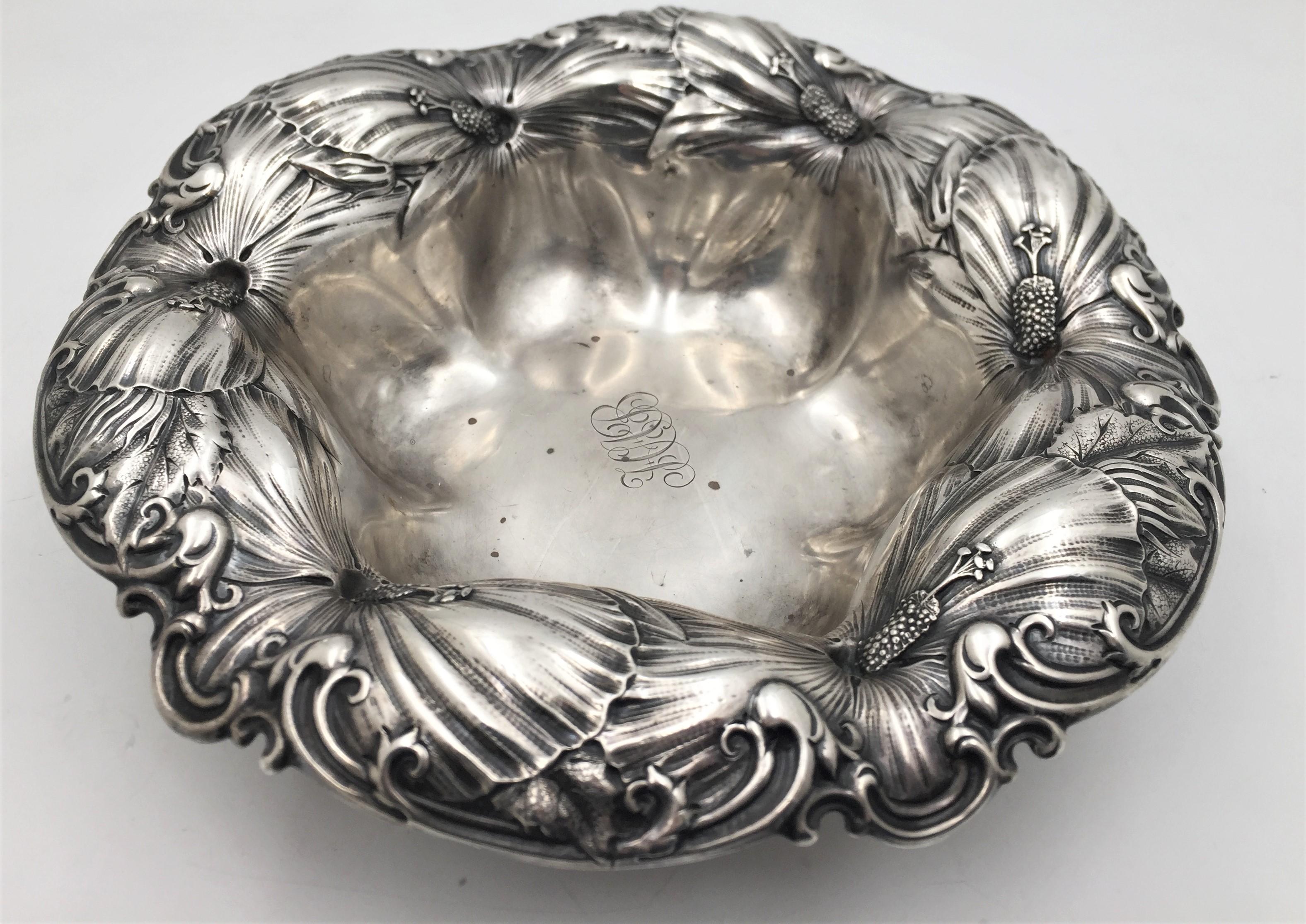 American Whiting Sterling Silver Centerpiece / Fruit Bowl in Art Nouveau Style For Sale
