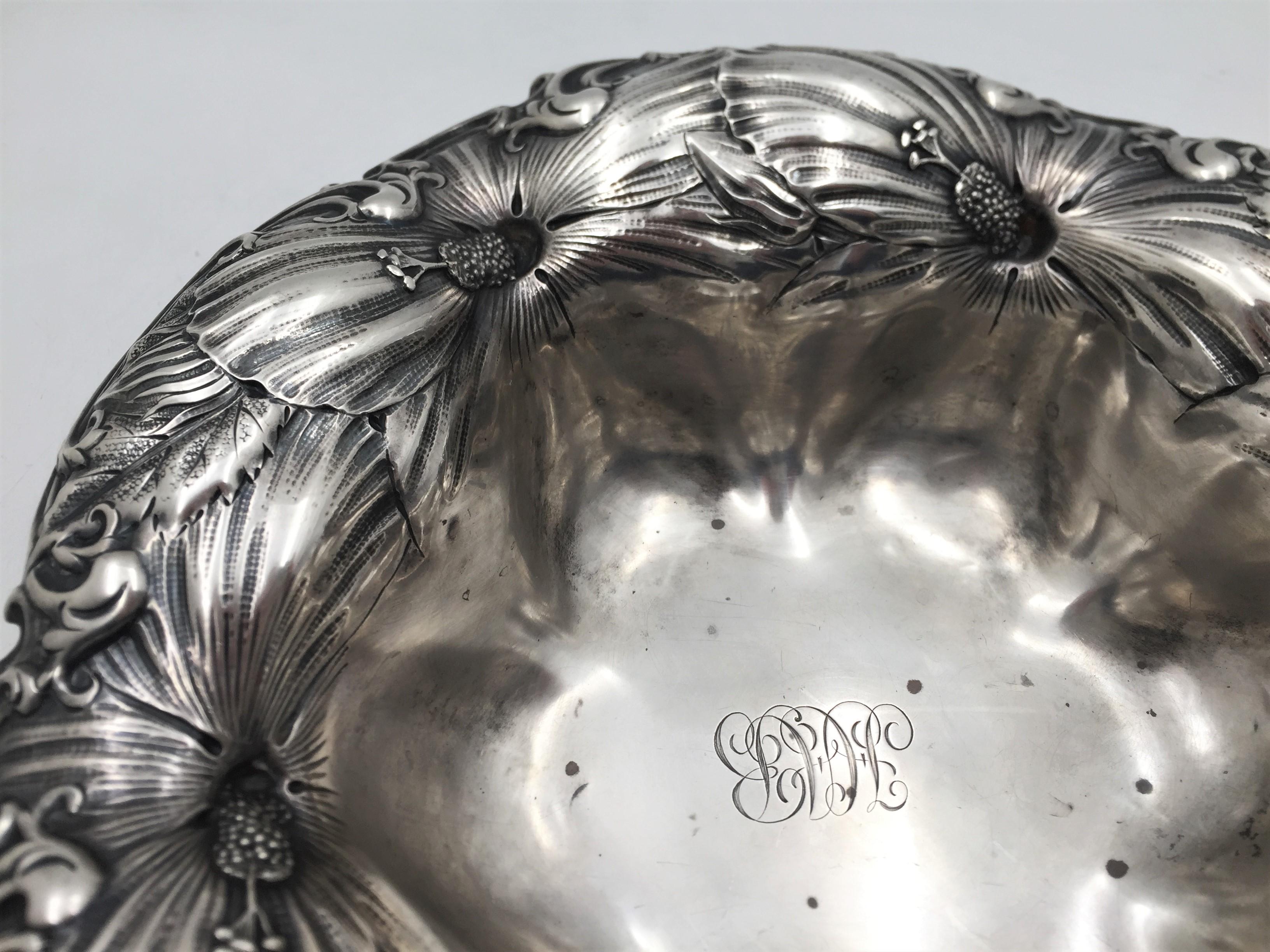 20th Century Whiting Sterling Silver Centerpiece / Fruit Bowl in Art Nouveau Style For Sale