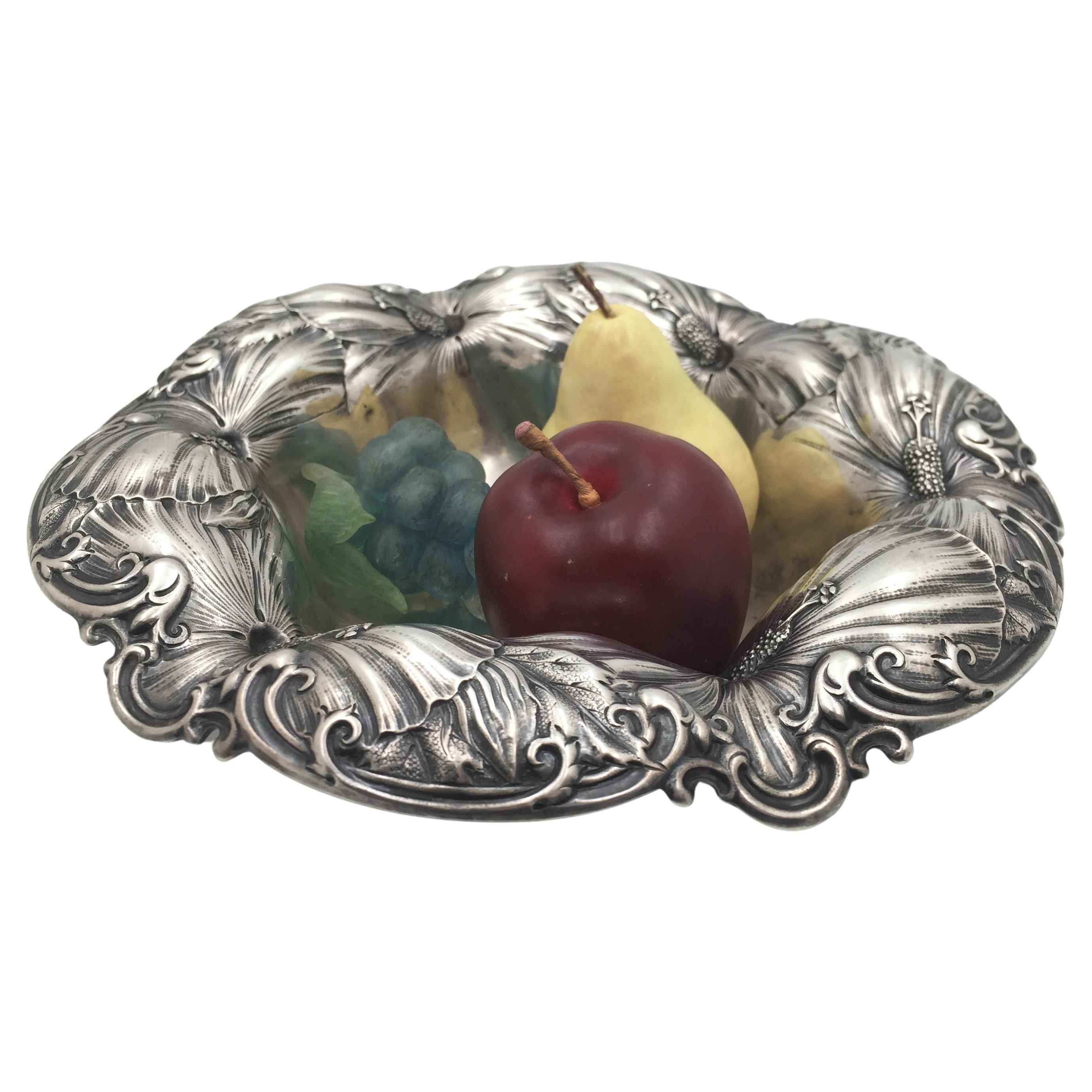 Whiting Sterling Silver Centerpiece / Fruit Bowl in Art Nouveau Style For Sale