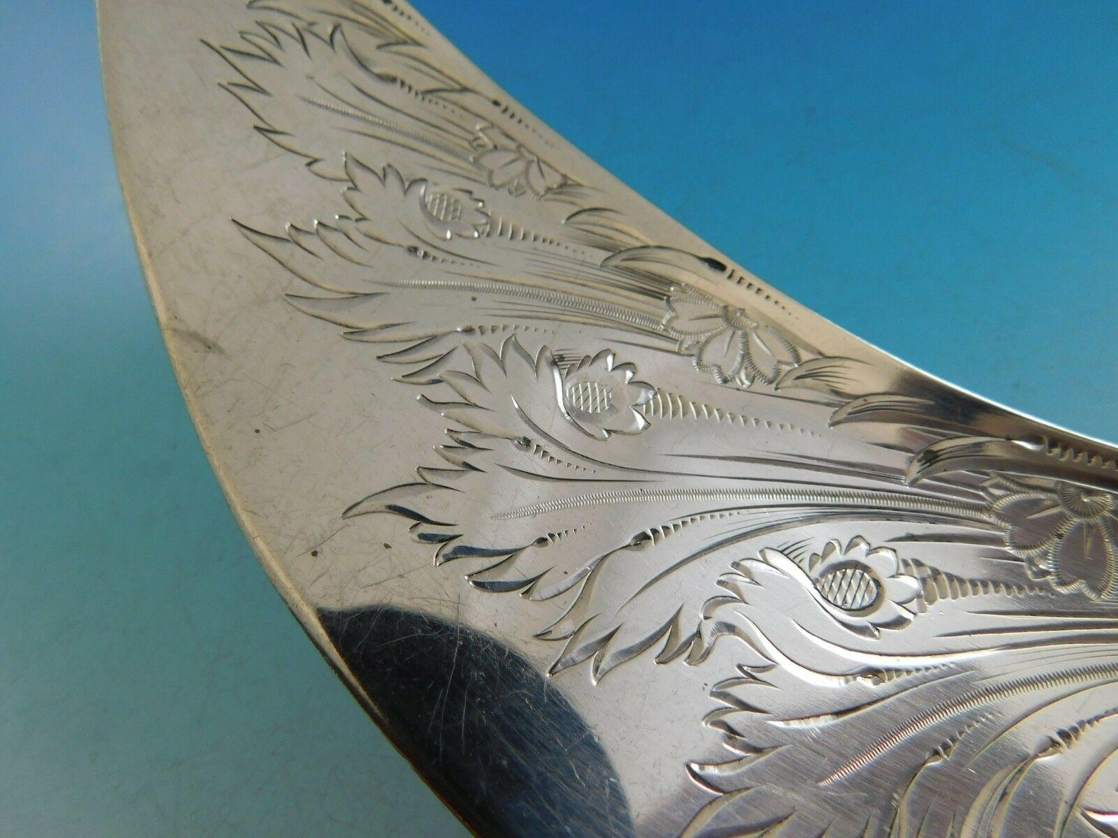 20th Century Whiting Sterling Silver Fish Serving Set Engraved with Flowers