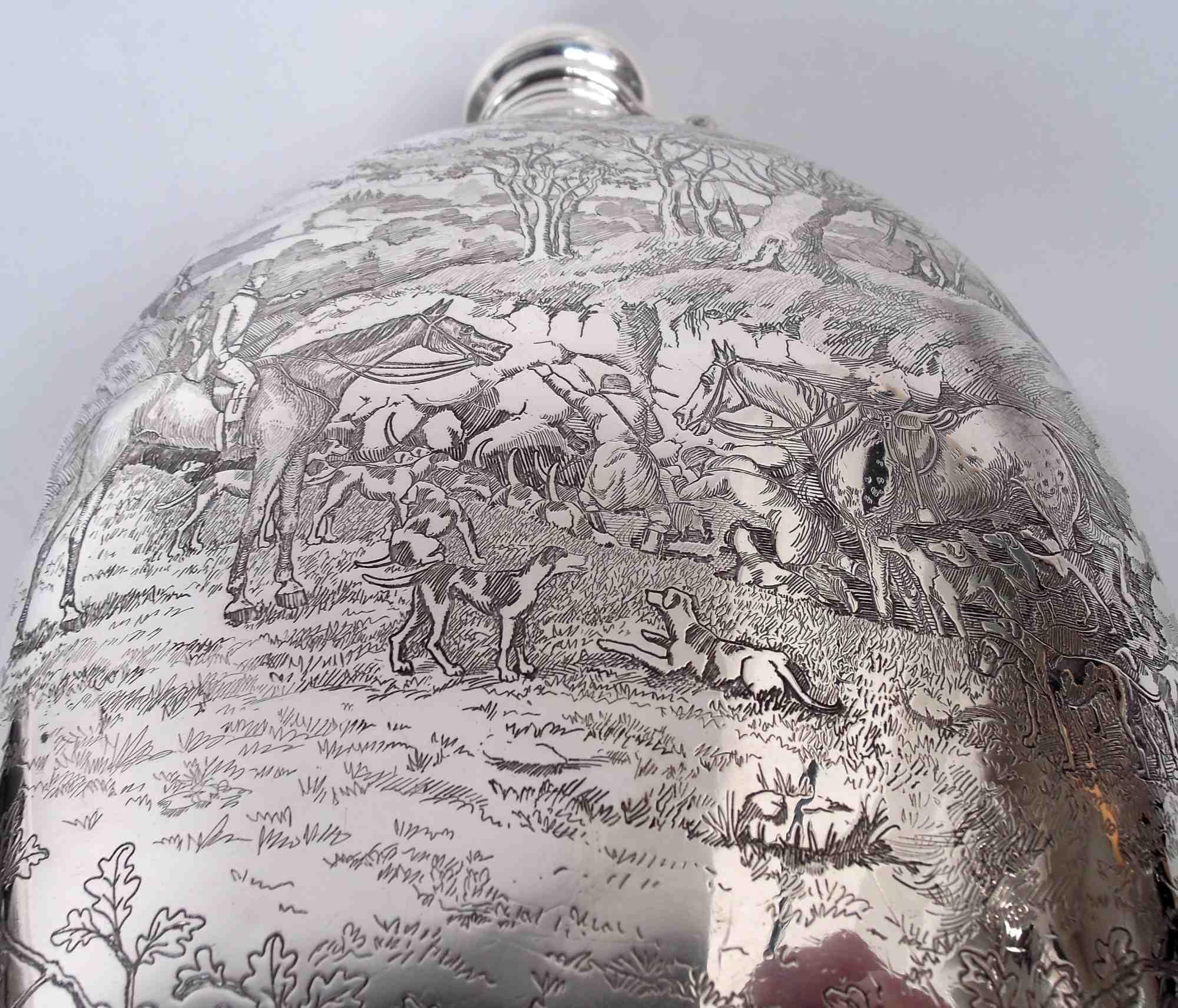 Grande gourde victorienne en argent sterling. Fabriqué par Whiting Manufacturing Company à New York, vers 1899. Grand bol à bombe avec épaules 