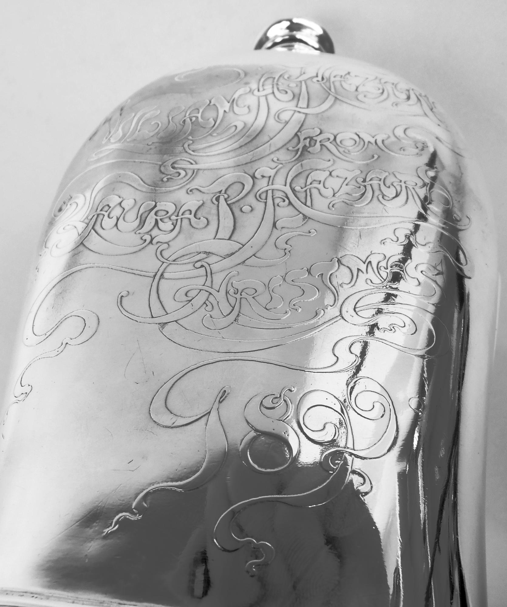 Buriné Flacon à cheval en argent sterling de Whiting avec American Polo Association en vente