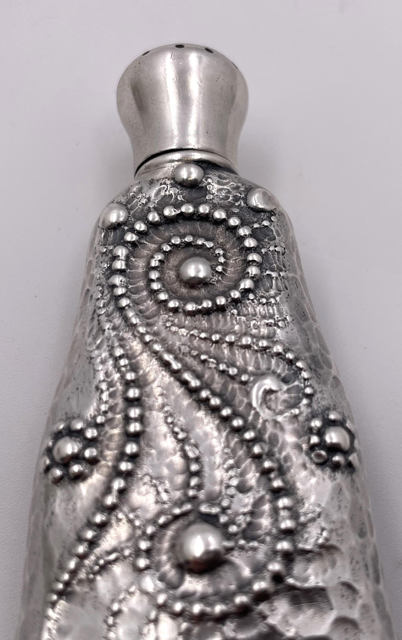 Japonisme Whiting Sterling Silver Perfume Bottle/ Scent Vial in Japonesque Style 1880s For Sale