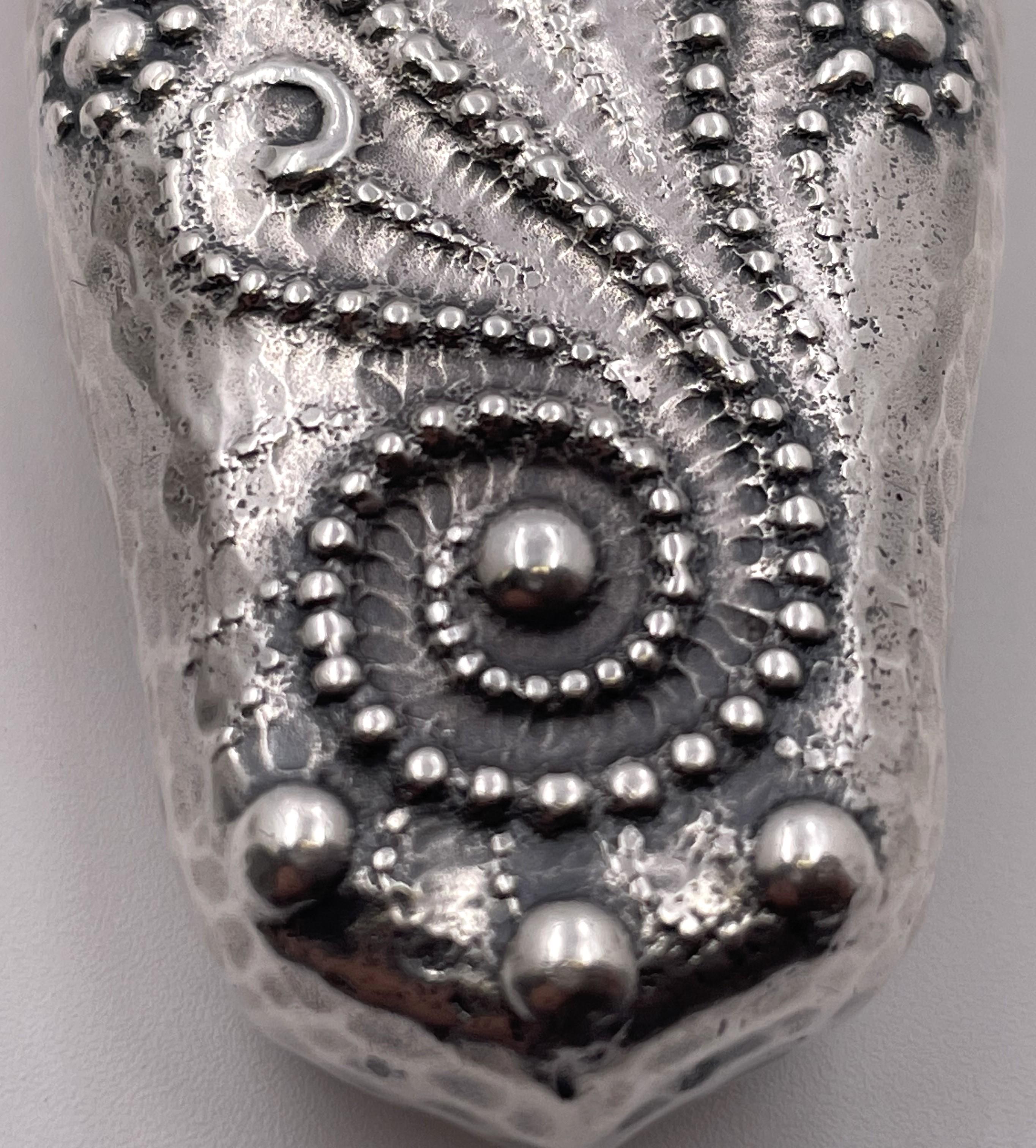 Hammered Whiting Sterling Silver Perfume Bottle/ Scent Vial in Japonesque Style 1880s For Sale