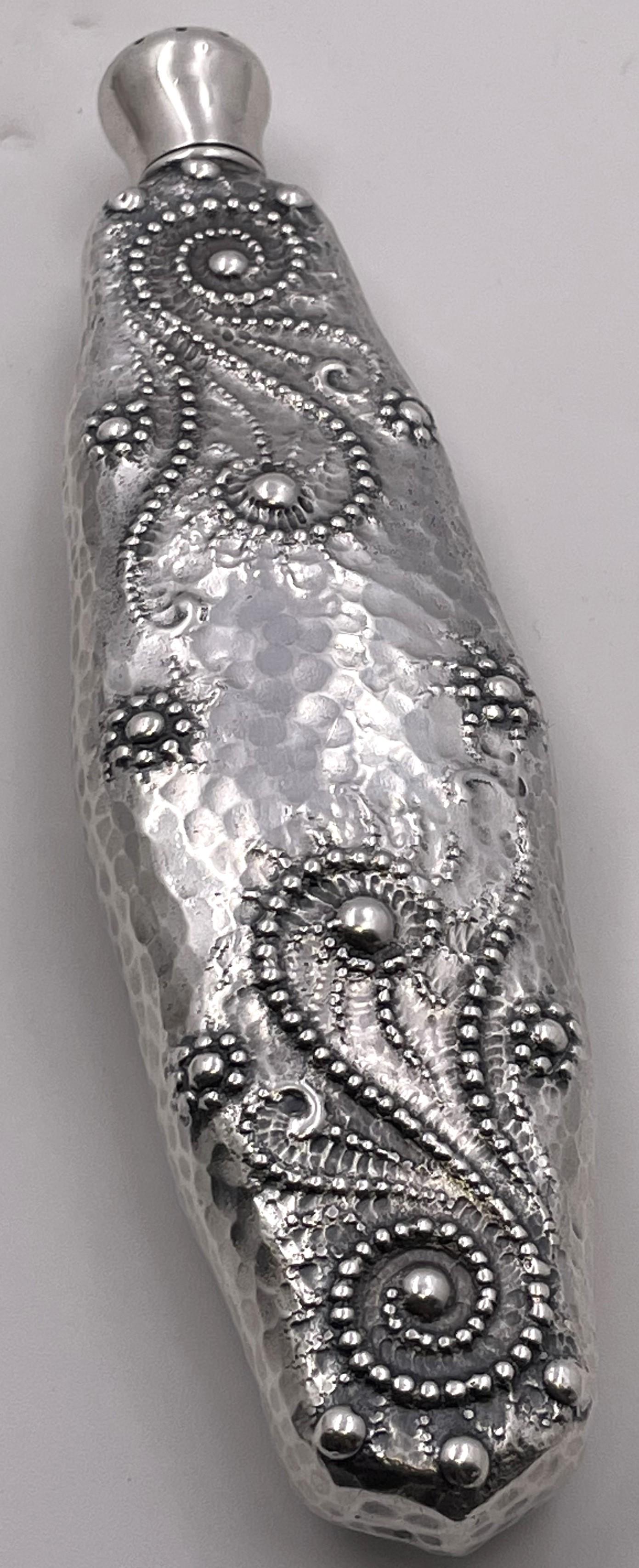Late 19th Century Whiting Sterling Silver Perfume Bottle/ Scent Vial in Japonesque Style 1880s For Sale