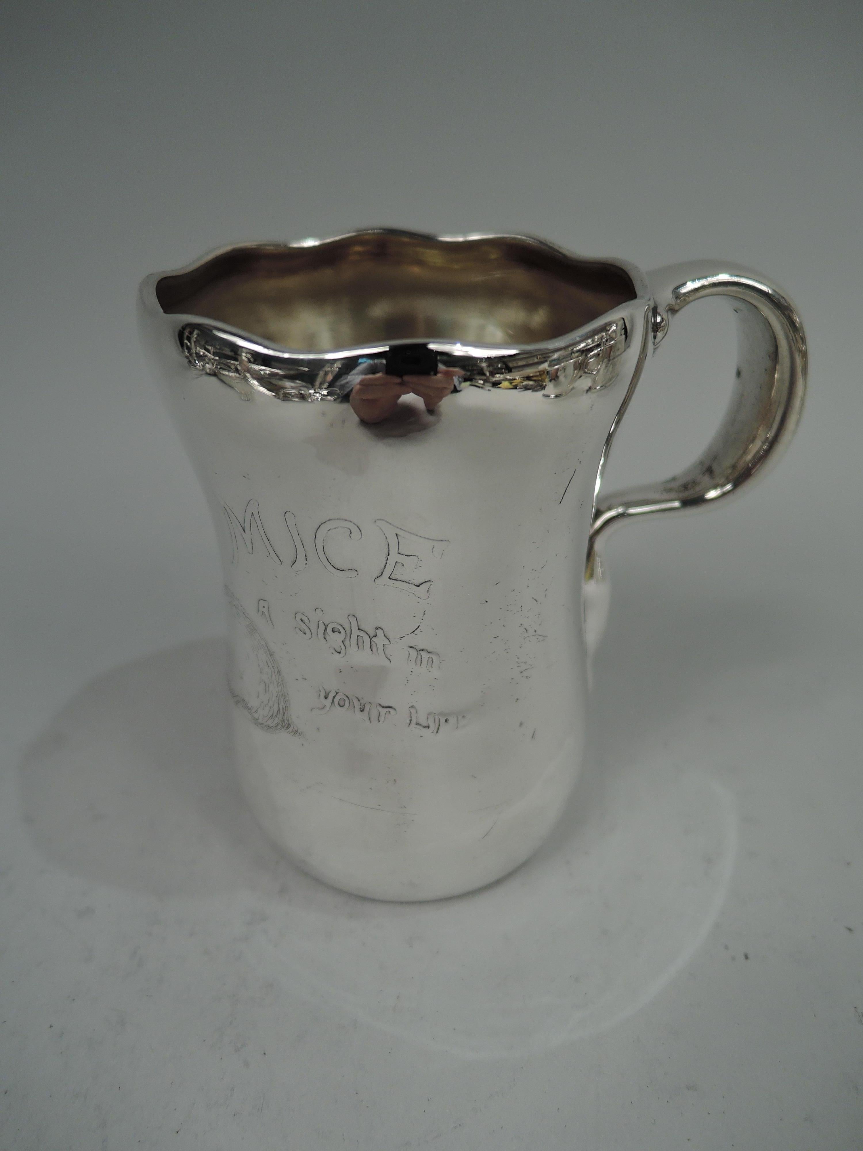 American Whiting Sterling Silver Three Blind Mice Nursery Rhyme Baby Cup For Sale