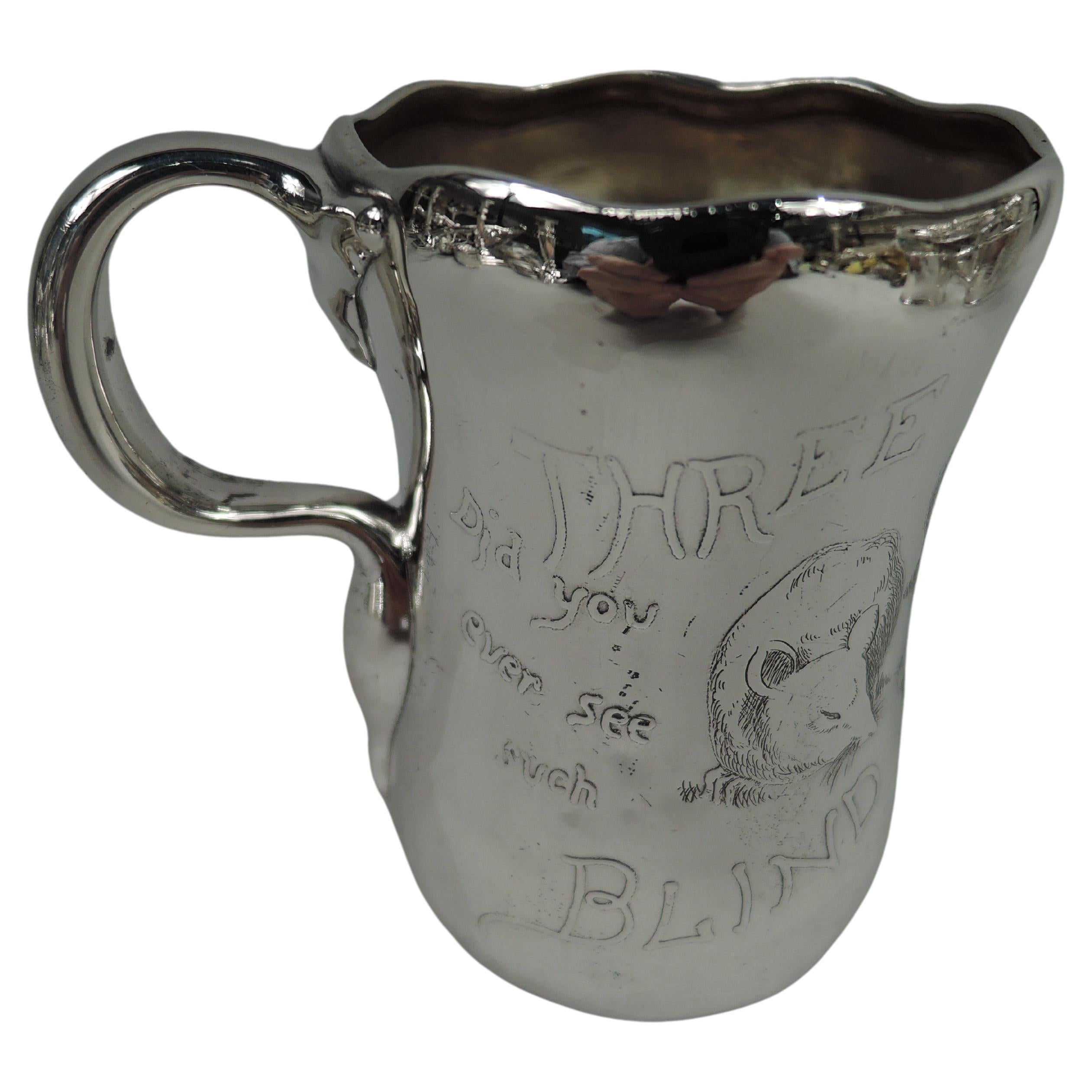 Whiting Sterling Silver Three Blind Mice Nursery Rhyme Baby Cup For Sale