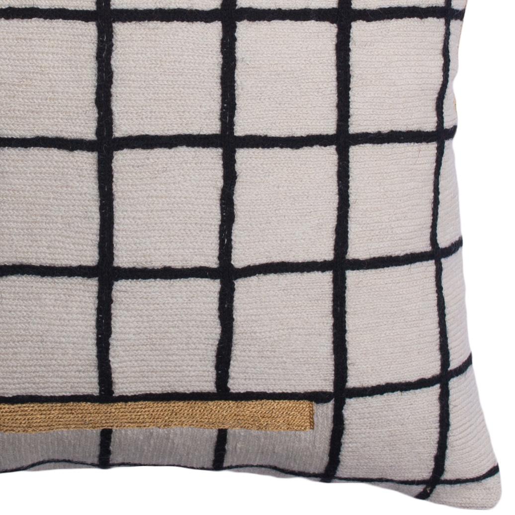 grid stitched linen cushion cover