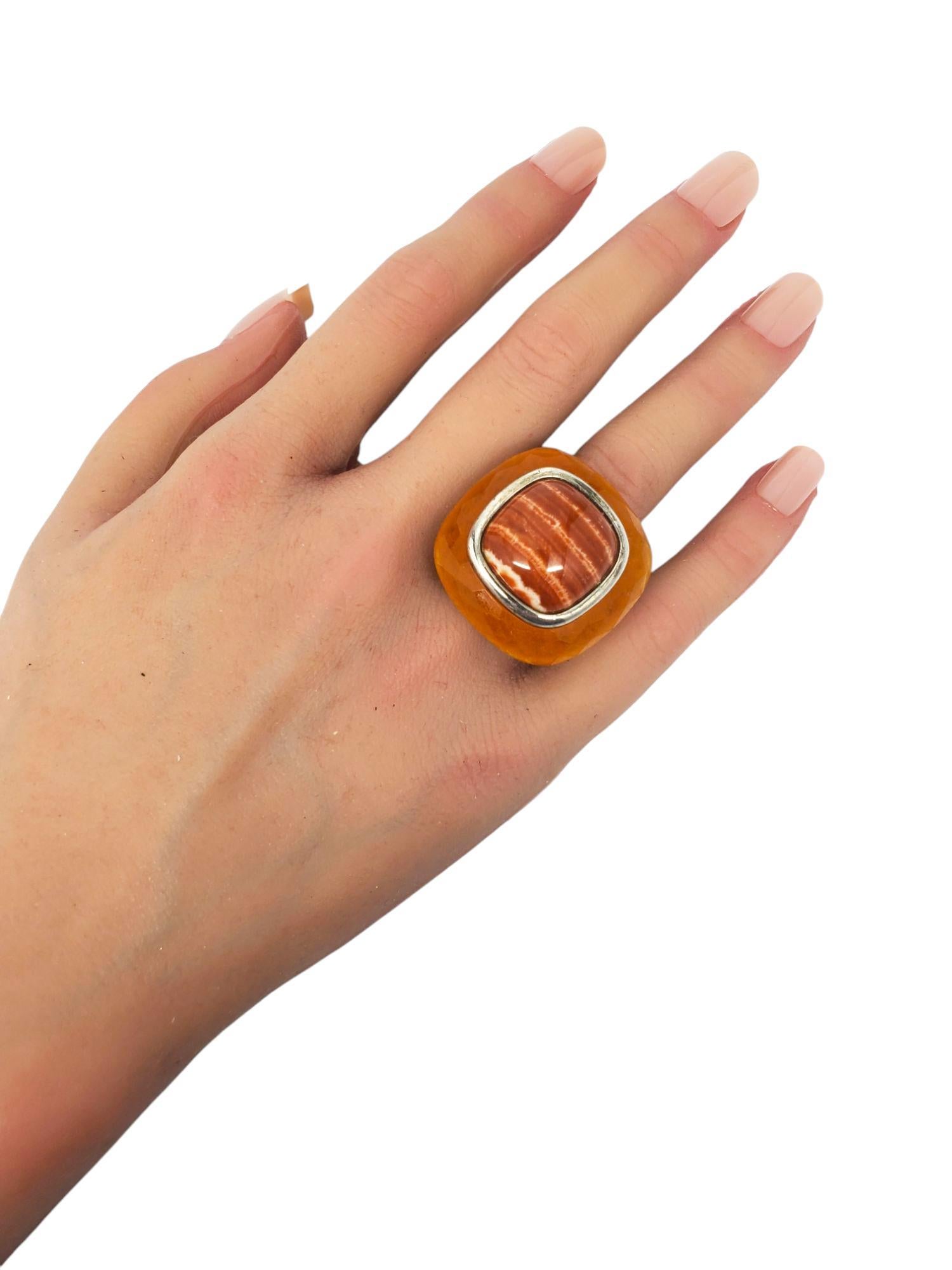 Whitney Kelly Sterling Silver Carnelian Dome Ring Size 11 #21413 en vente 1