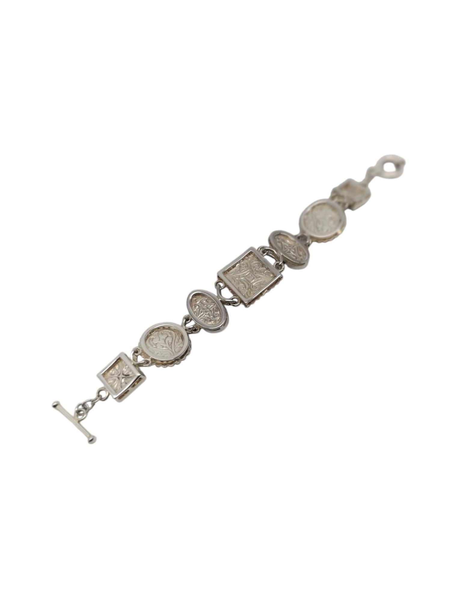 Whitney Kelly Sterling Silver Carved Lapis Bracelet #19521 In Good Condition For Sale In Washington Depot, CT