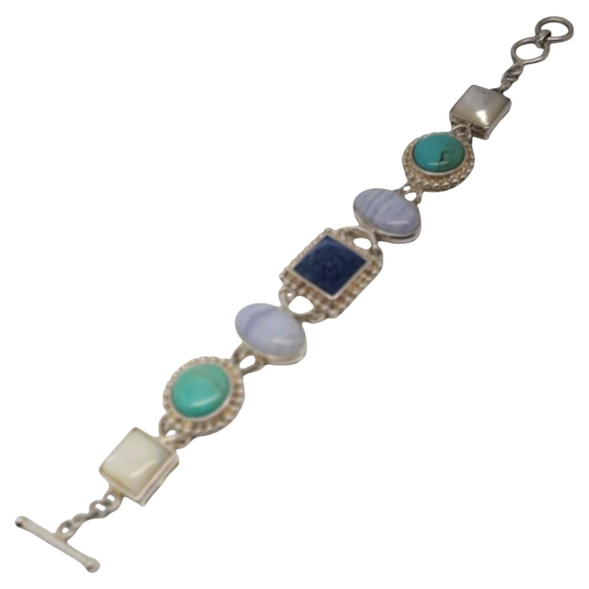 Whitney Kelly Sterling Silver Carved Lapis Bracelet #19521