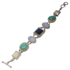 Whitney Kelly Sterling Silver Carved Lapis Bracelet #19521