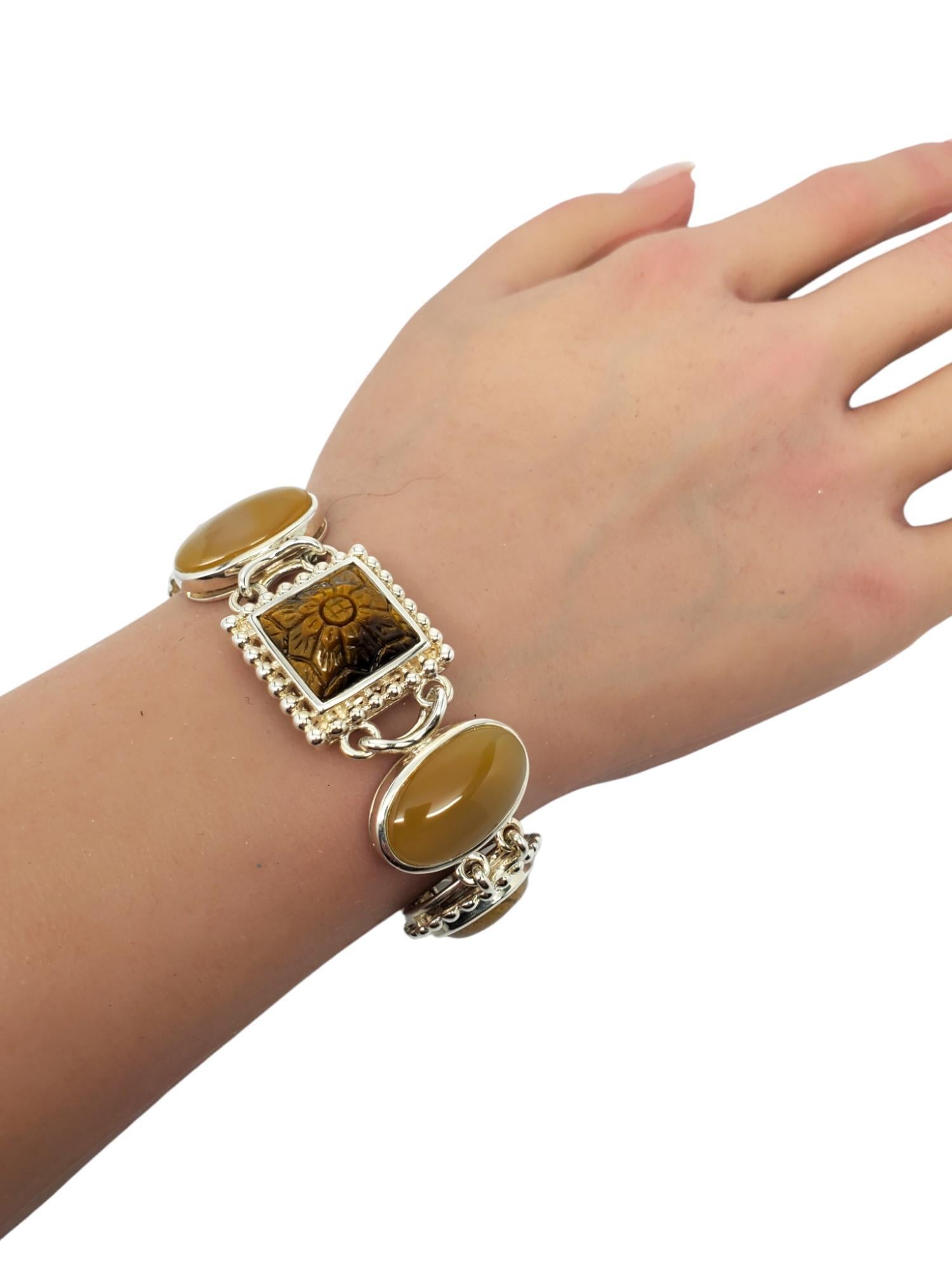 Whitney Kelly Sterling Silver Carved Multi Stone Bracelet #19520 For Sale 5