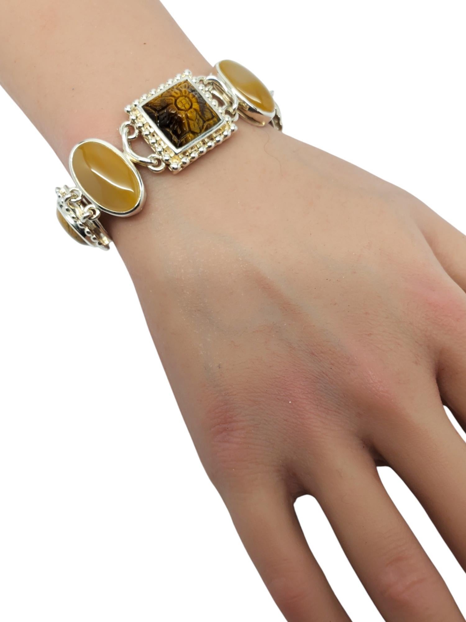 Whitney Kelly Sterling Silver Carved Multi Stone Bracelet #19520 For Sale 4