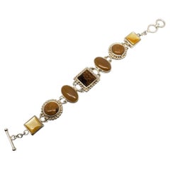 Whitney Kelly Pulsera de plata de ley tallada con varias piedras #19520
