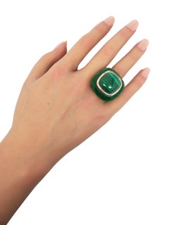 Whitney Kelly Sterling Silver Malachite Dome Ring Size 11 #21427