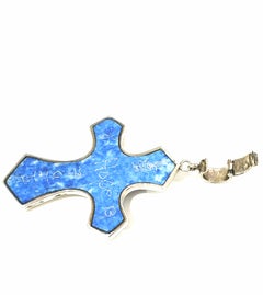 Whitney Kelly WK Sterling Blue Denim Lapis Cross Pendant