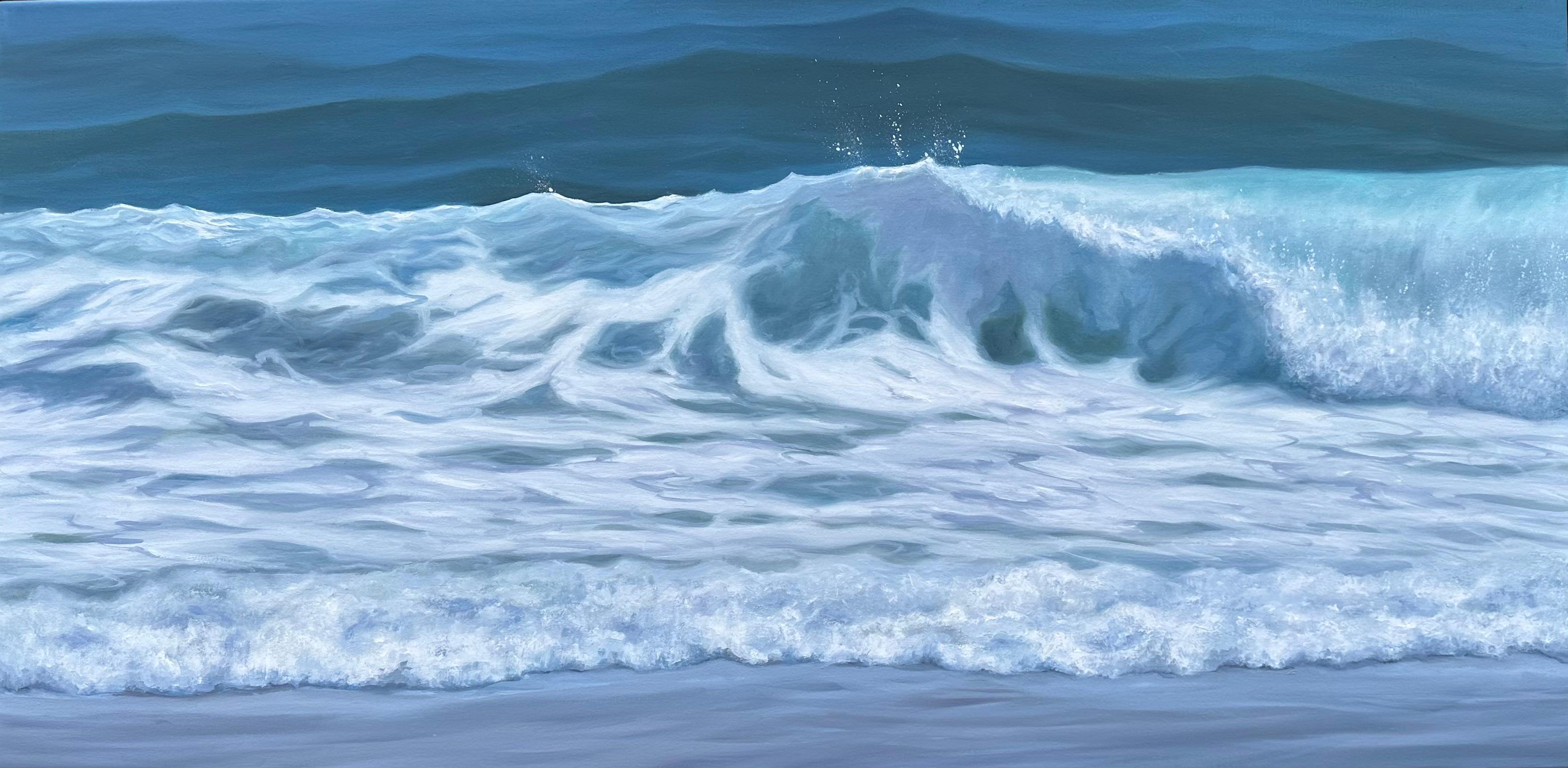 Whitney Knapp Landscape Painting - "Ocean's Edge", a landscape oil painting featuring a calm shoreline