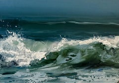 "Rising Tide", crashing tide landscape oil painting