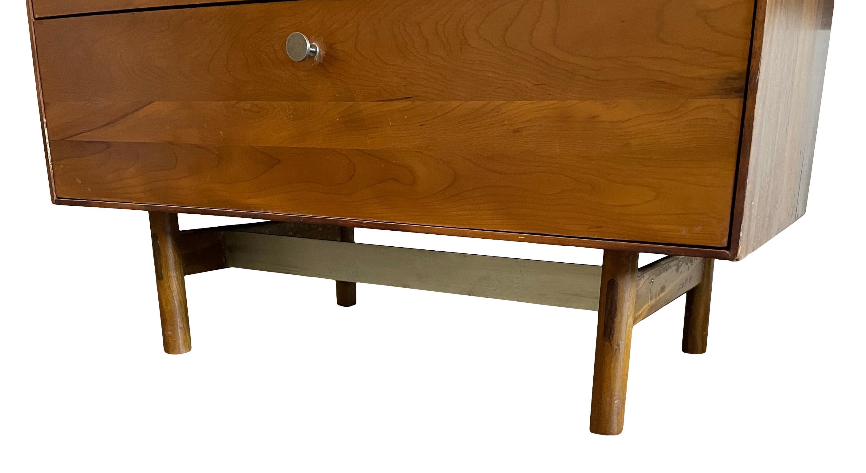 Woodwork Whitney Mid-Century Modern Solid Birch 3 Drawer Dresser Nickel Pulls For Sale