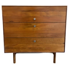 Retro Whitney Mid-Century Modern Solid Birch 3 Drawer Dresser Nickel Pulls