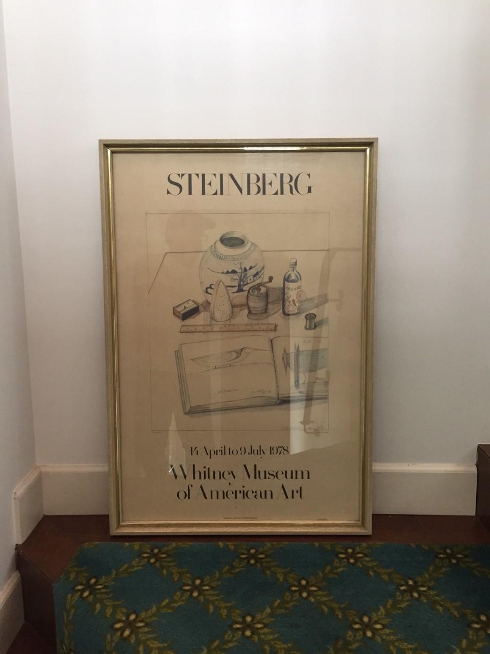 Whitney Museum of Art framed lithograph of the 1978 Saul Steinberg exhibit. Lithograph is framed in a vintage quality frame (wood/glass). Great condition and ready to be hanged. Measures: Frame: 37.5” tall, 25.5 wide.