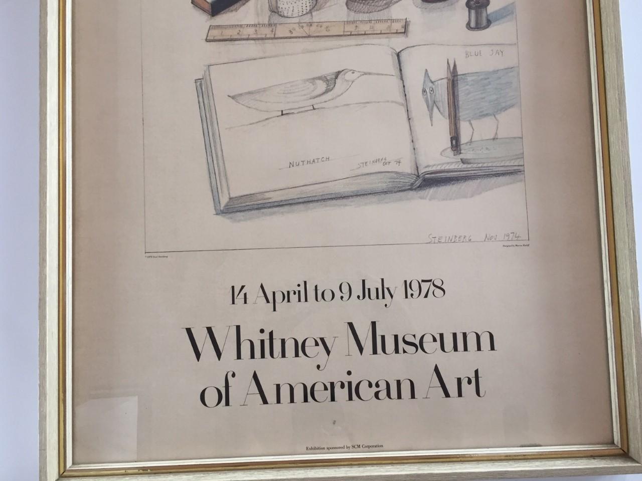American Whitney Museum of Art Framed Lithograph 1978 Saul Steinberg Exhibit