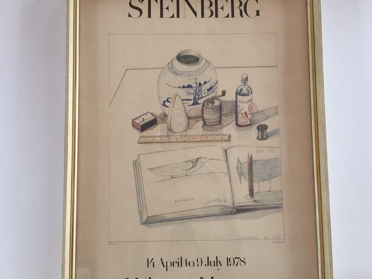 Whitney Museum of Art Framed Lithograph 1978 Saul Steinberg Exhibit In Good Condition In San Diego, CA