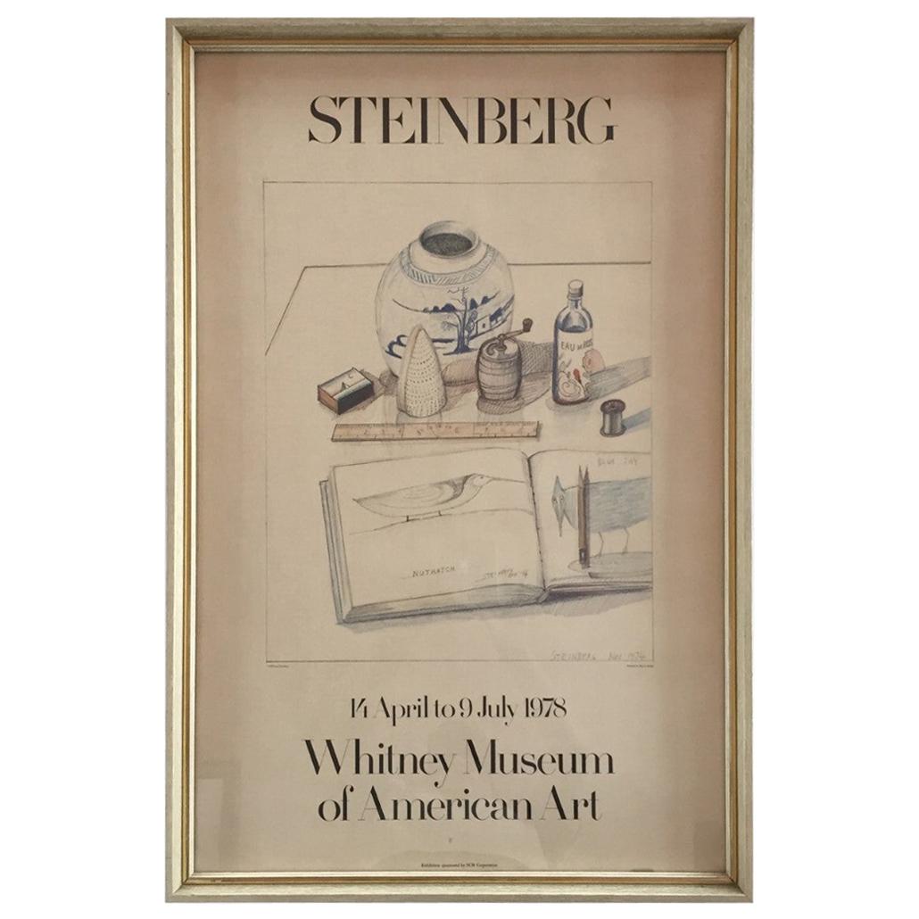 Whitney Museum of Art Framed Lithograph 1978 Saul Steinberg Exhibit