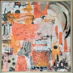 Fresh Eyes - Contemporary Abstract Painting (Pink + Orange + Black + White)