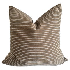 Whittier Brown and Cream Stripe Linen Pillow with Down Insert
