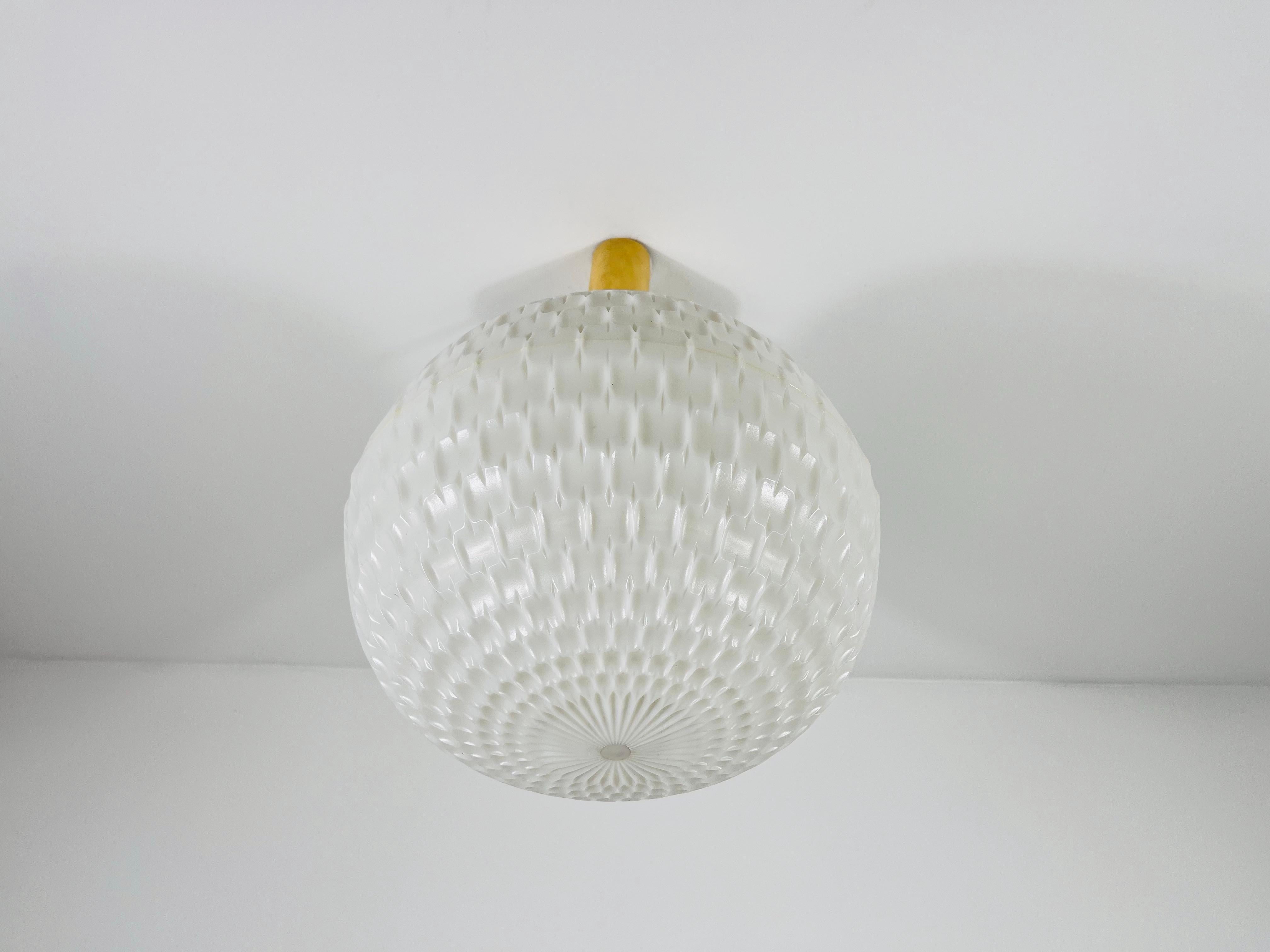 Mid-Century Modern White Pendant Lamp by Aloys Gangkofner for Peill and Putzler, 1970s For Sale