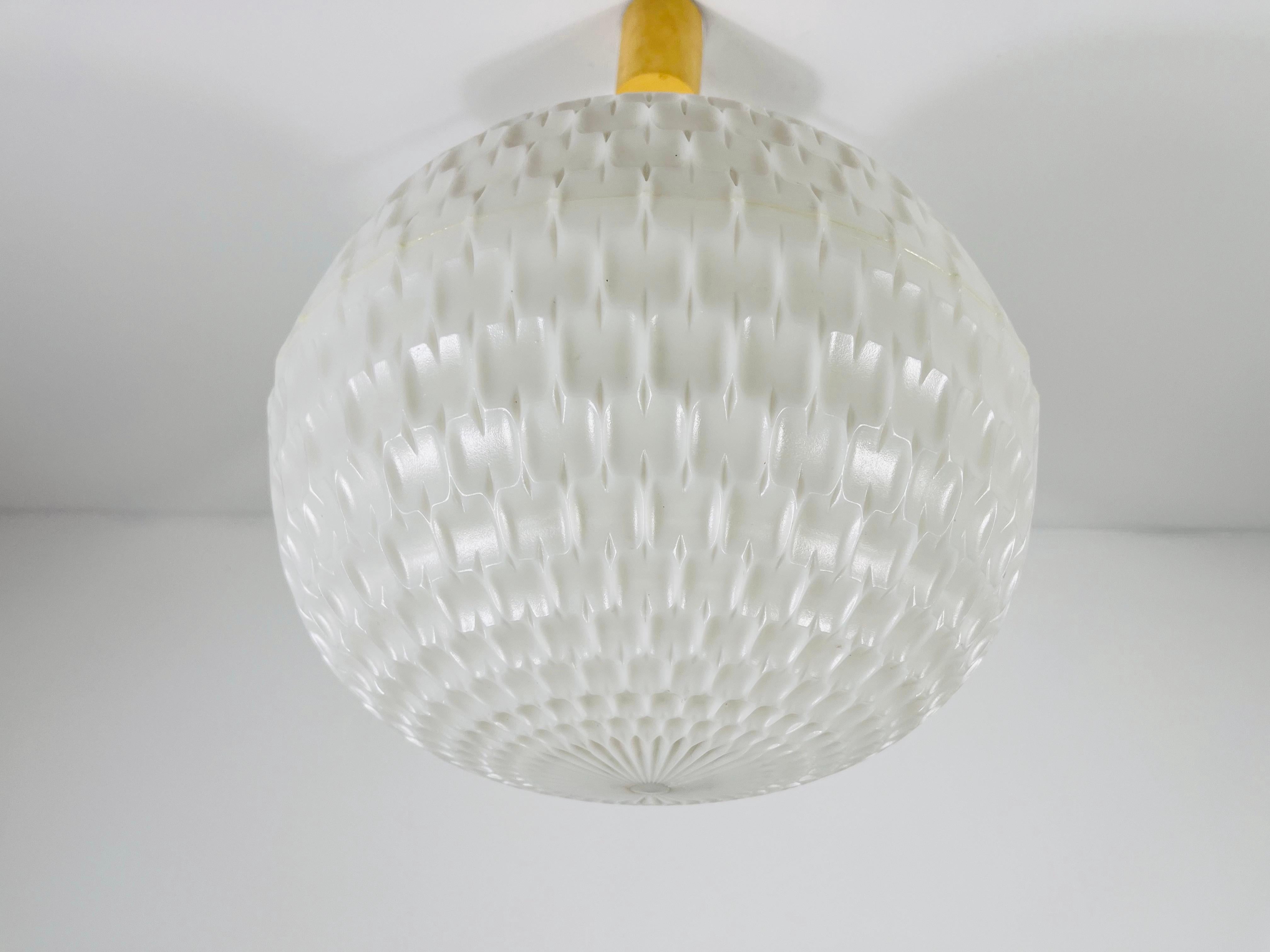 Late 20th Century White Pendant Lamp by Aloys Gangkofner for Peill and Putzler, 1970s For Sale