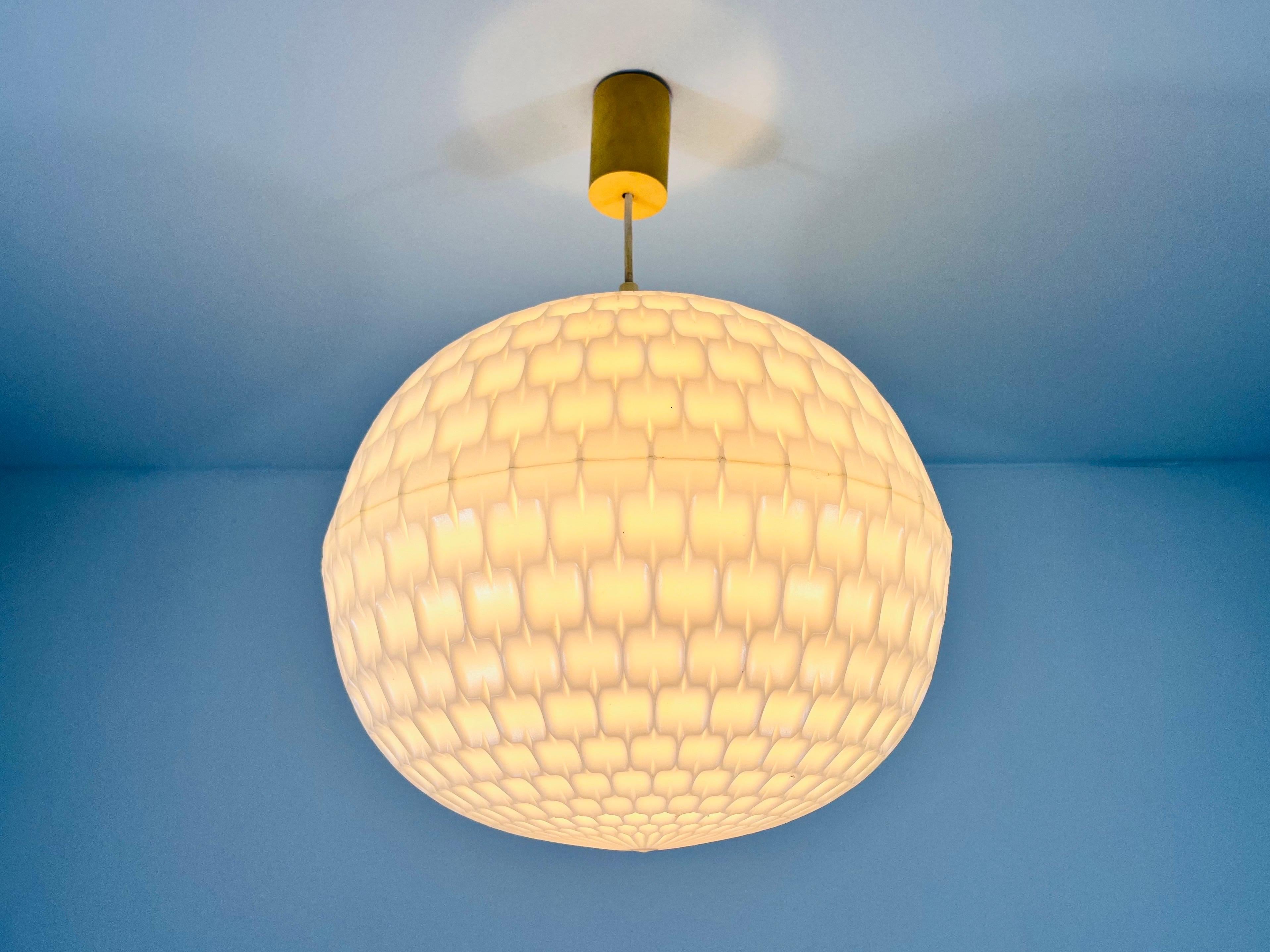 Plastic White Pendant Lamp by Aloys Gangkofner for Peill and Putzler, 1970s For Sale