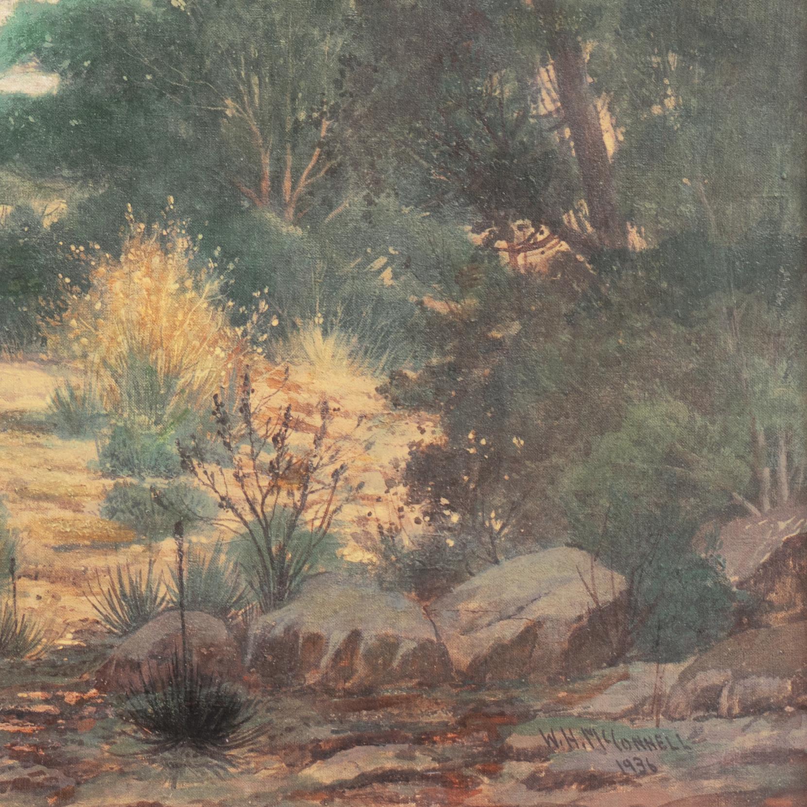 Gran Cañón, atardecer', Gran óleo de paisaje del Oeste, United Scenic Artists - Painting de W.H.McConnell