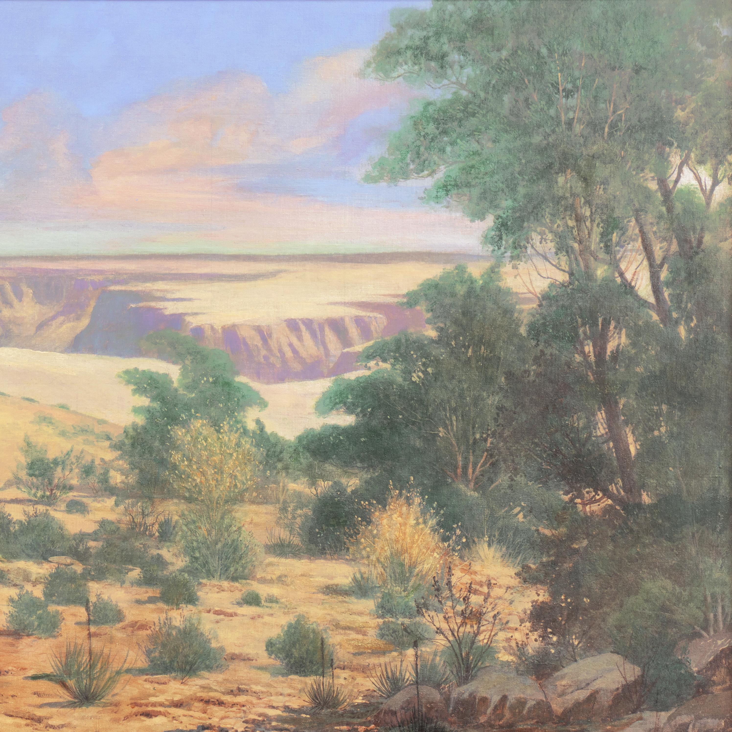 Gran Cañón, atardecer', Gran óleo de paisaje del Oeste, United Scenic Artists - Painting Naturalista de W.H.McConnell