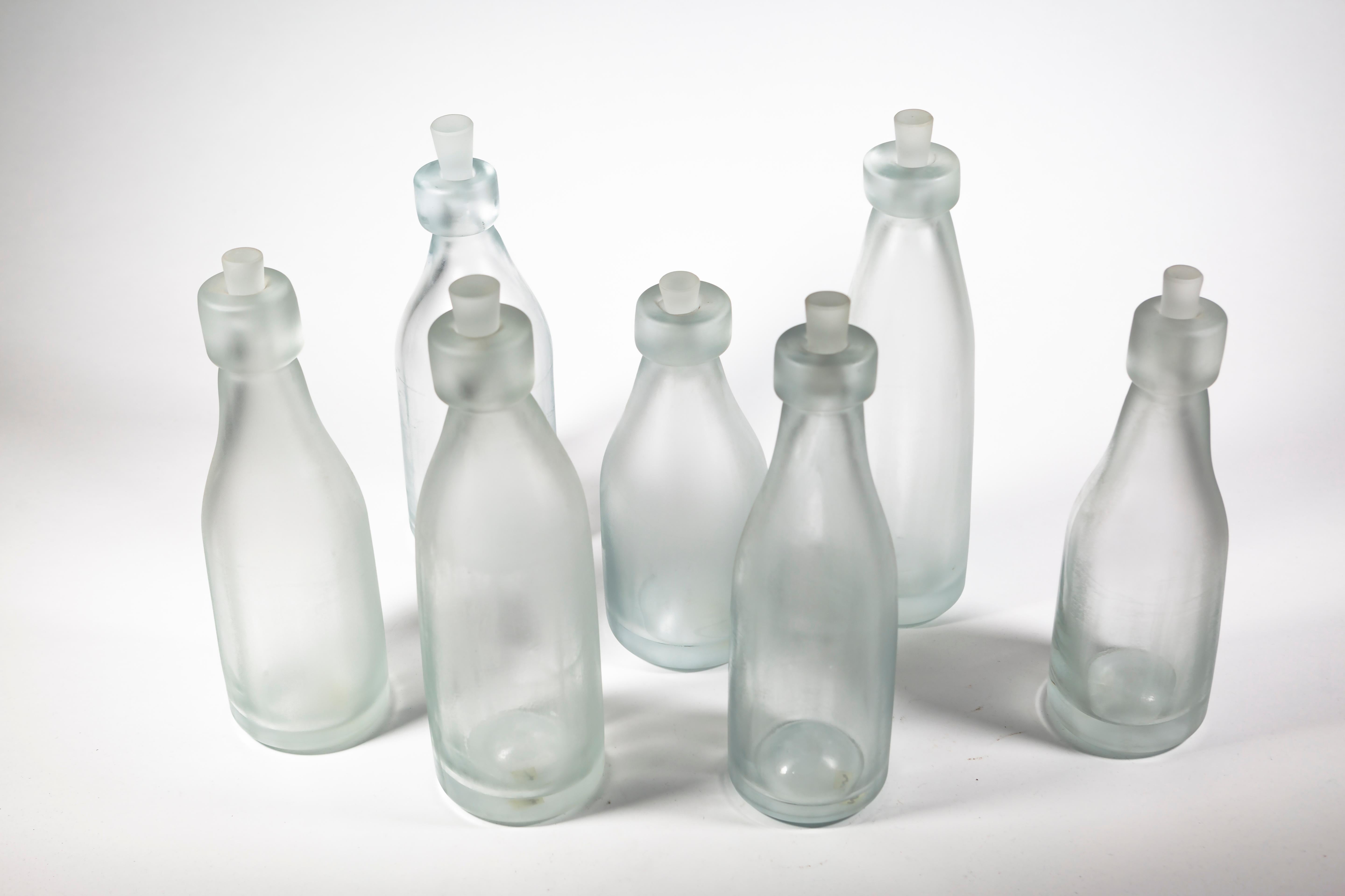 Contemporary Whole Nother Melk Bottles/Vases: Etched Blown Glass, Chicago, Jordan Mozer, 2013 For Sale