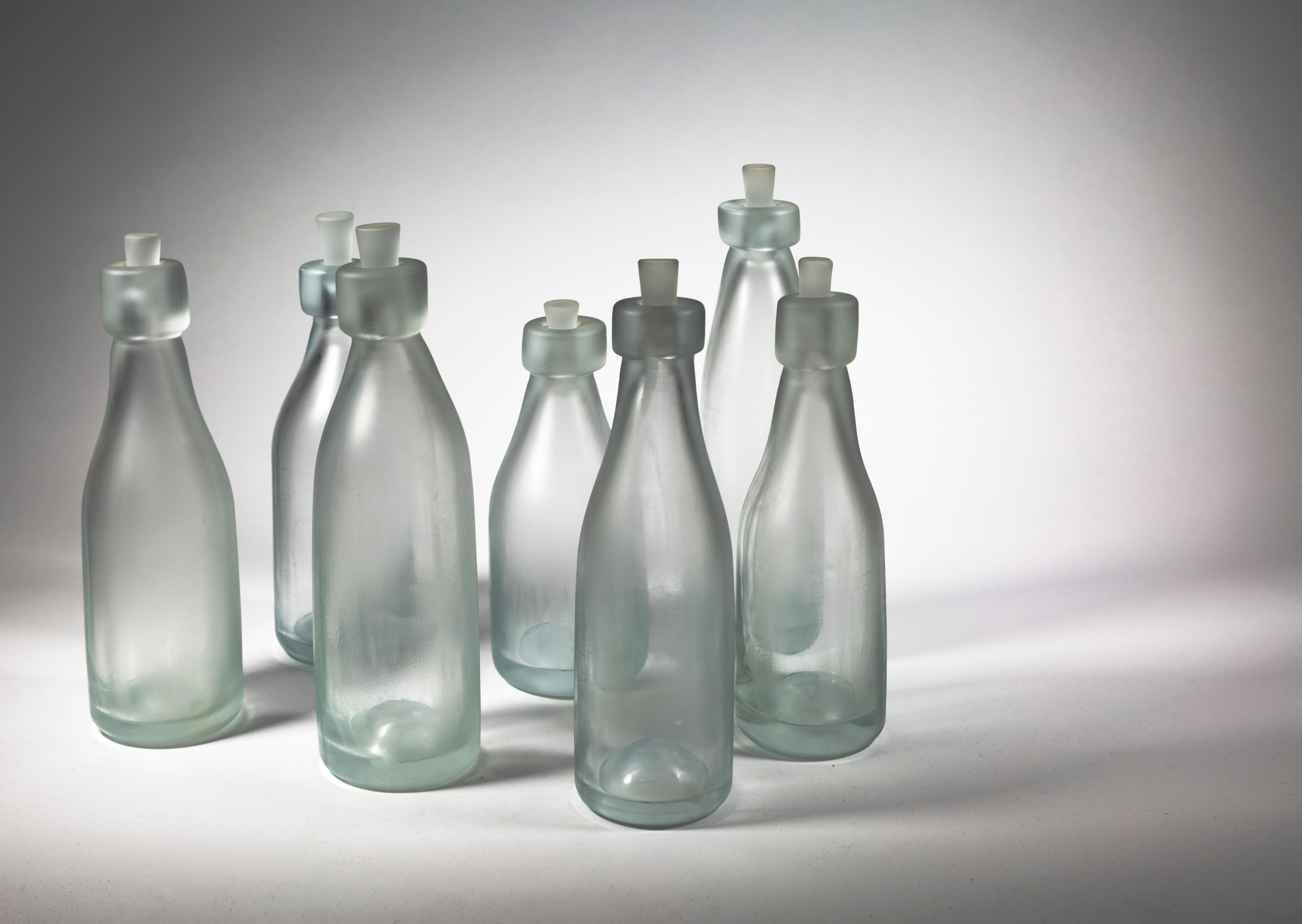 Whole Nother Melk Bottles/Vases: Etched Blown Glass, Chicago, Jordan Mozer, 2013 For Sale 1