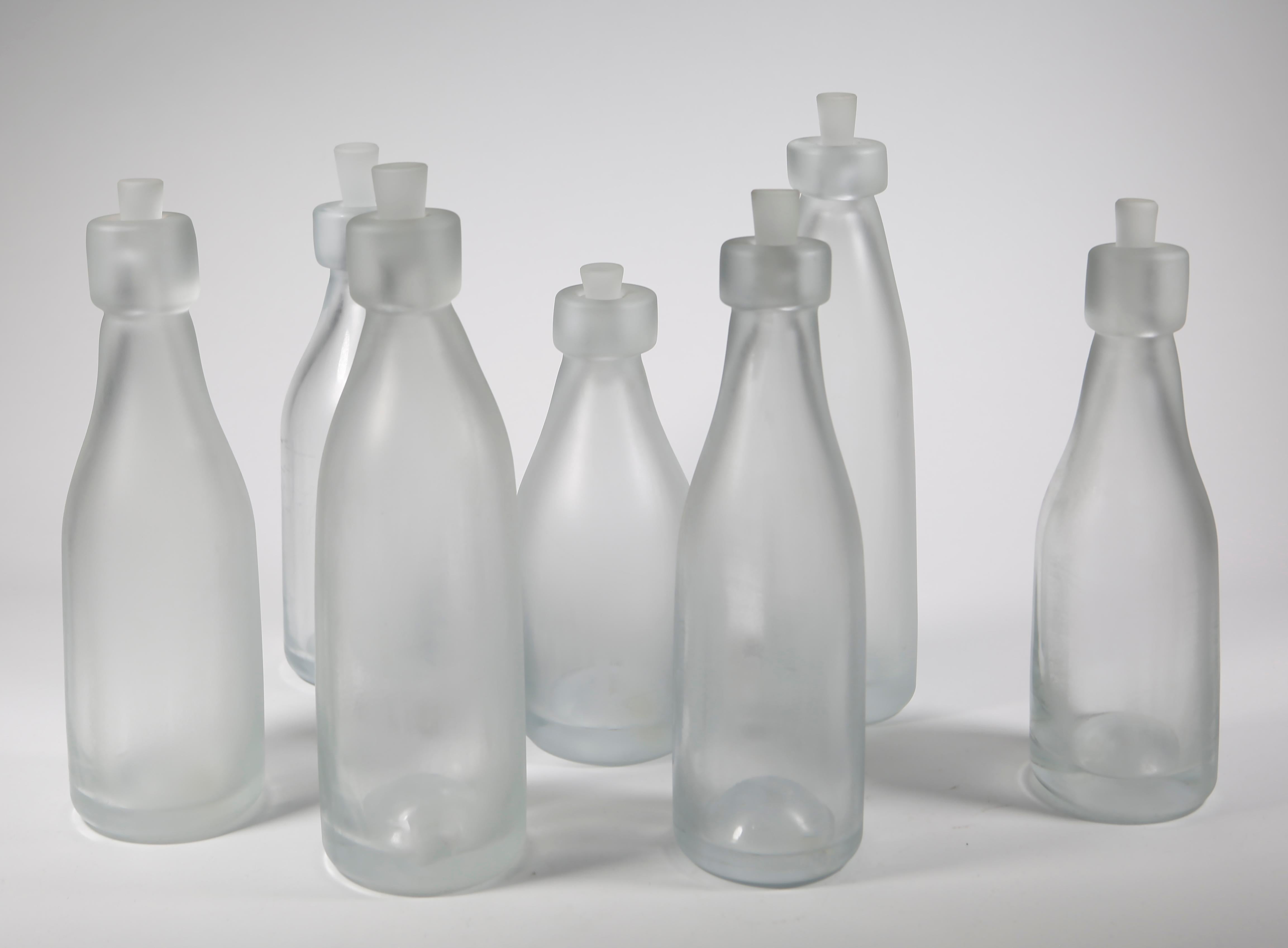 Whole Nother Melk Bottles/Vases: Etched Blown Glass, Chicago, Jordan Mozer, 2013 For Sale 3