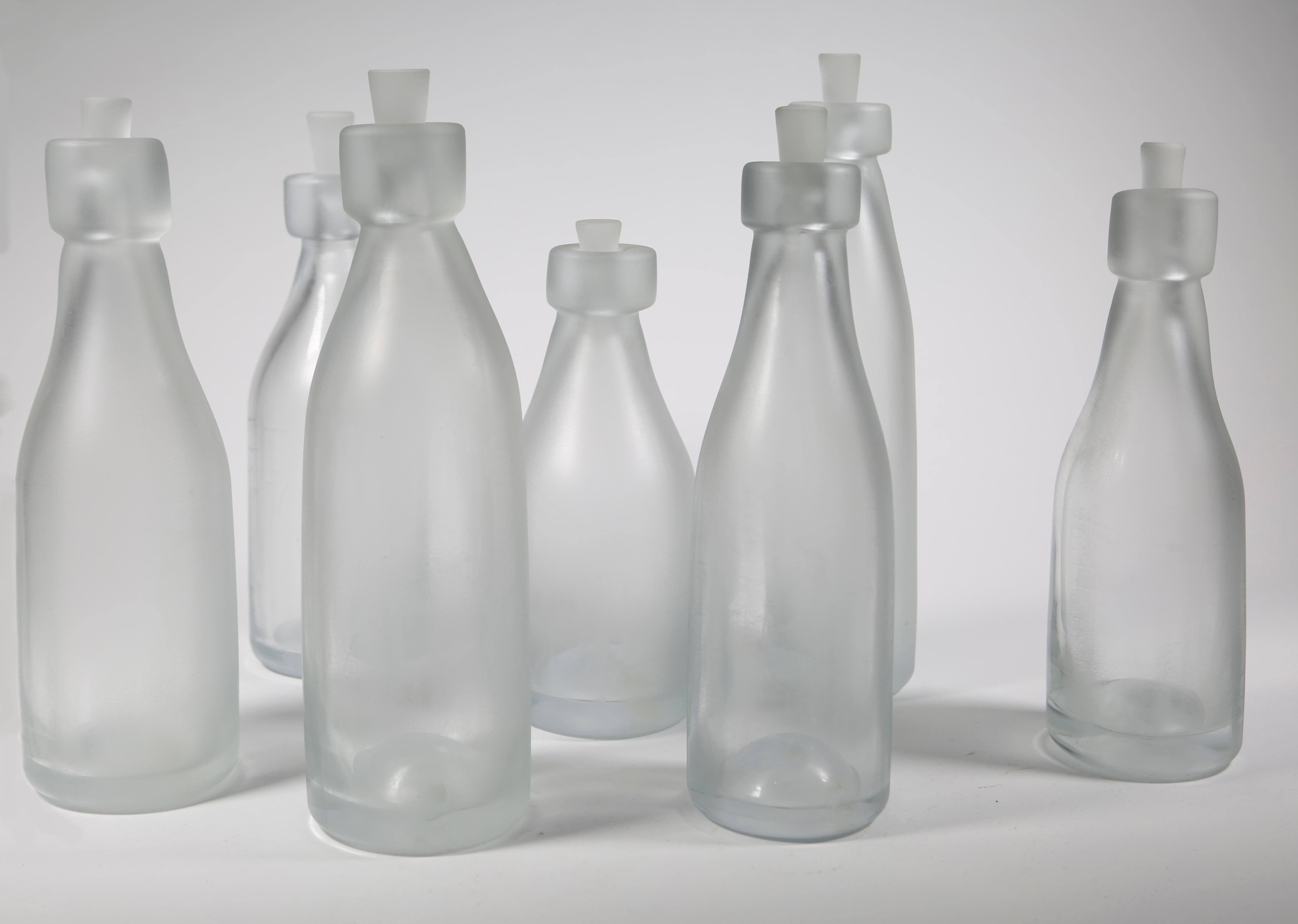 Whole Nother Melk Bottles/Vases: Etched Blown Glass, Chicago, Jordan Mozer, 2013 For Sale 4