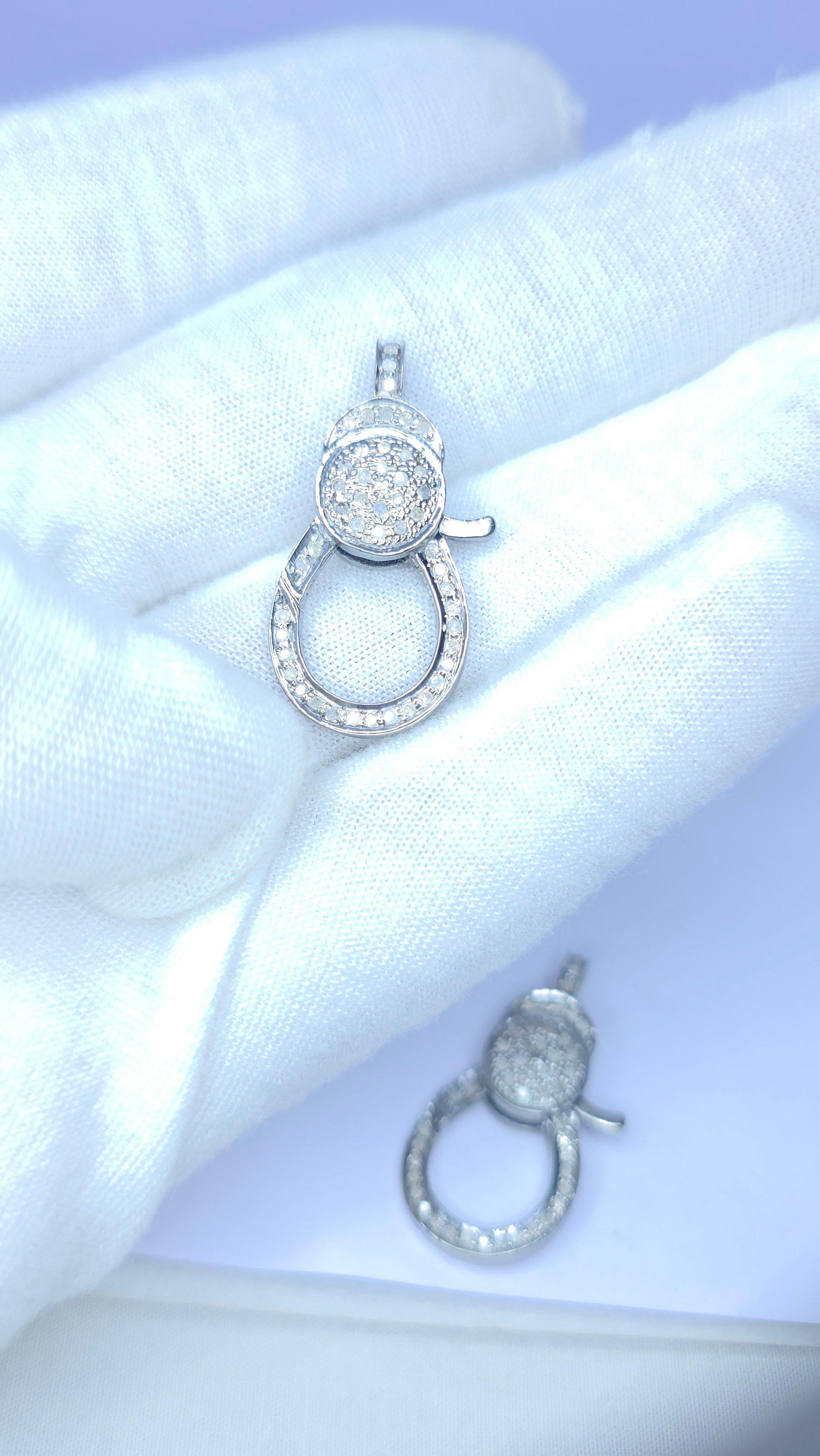 Wholesale 10Pc Pave Diamond Lobster Clasp 925 Silver Necklace Connector For Sale 5