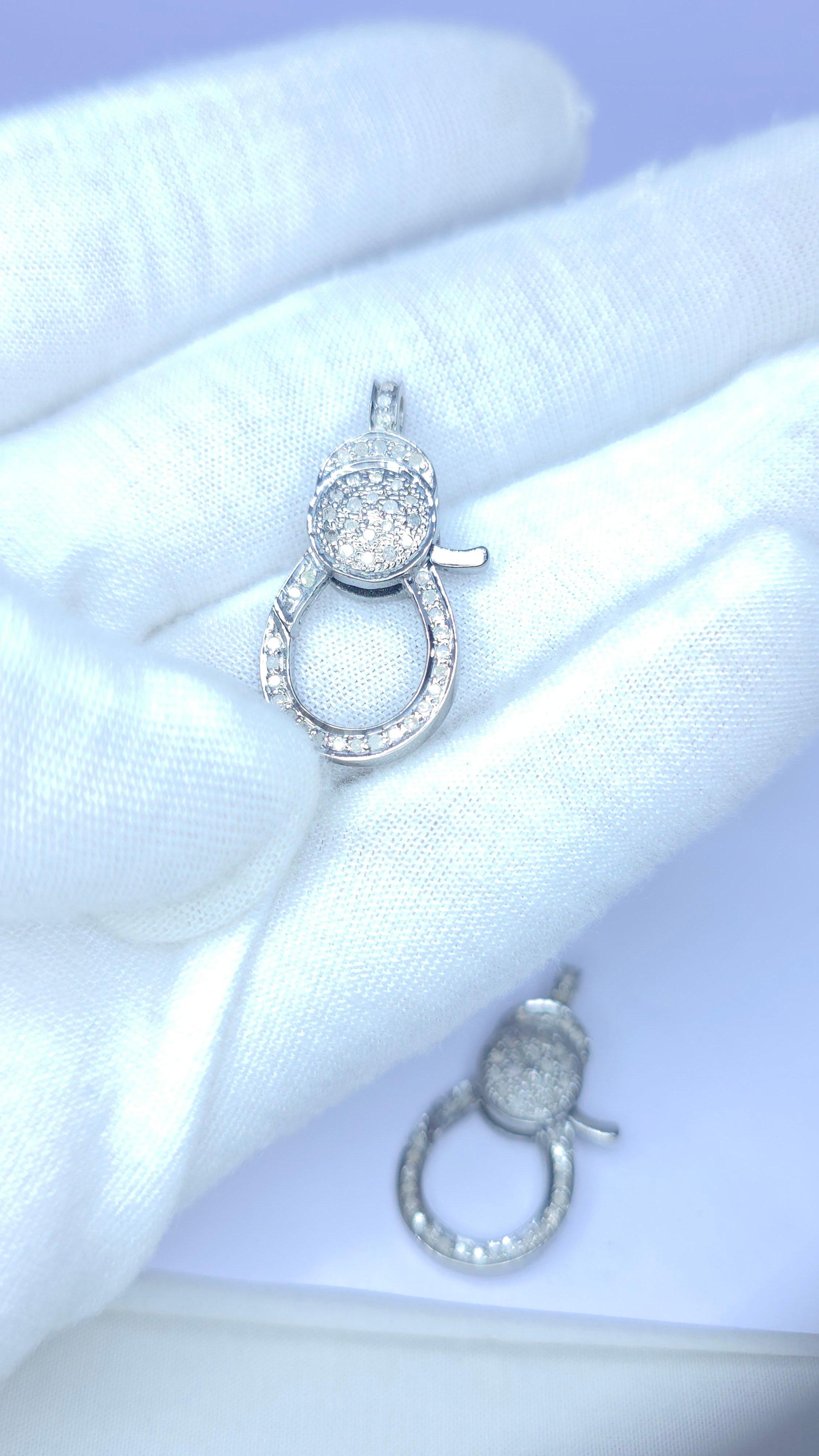 Wholesale 10Pc Pave Diamond Lobster Clasp 925 Silver Necklace Connector For Sale 6