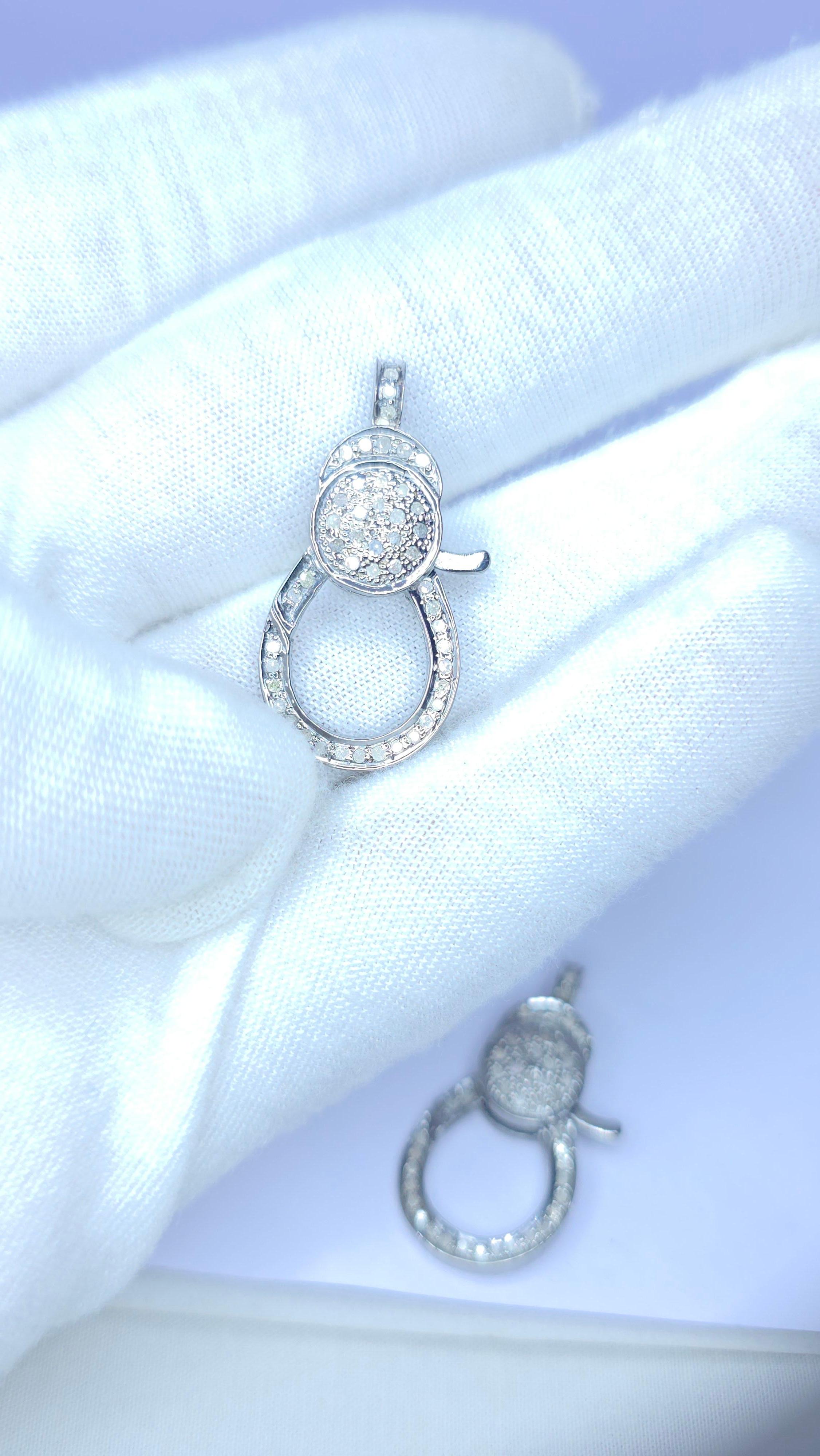 Wholesale 10Pc Pave Diamond Lobster Clasp 925 Silver Necklace Connector For Sale 7