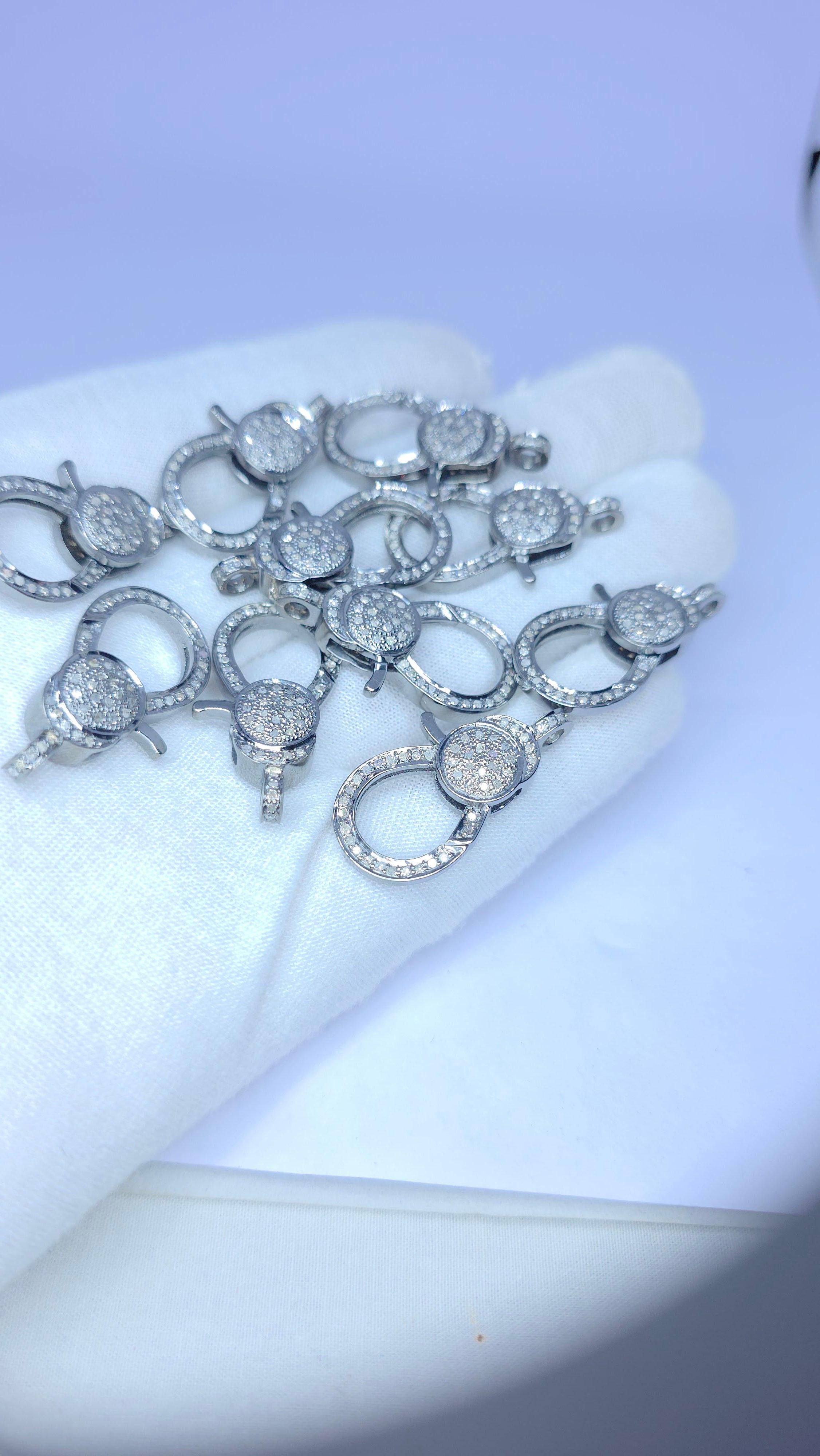 Wholesale 10Pc Pave Diamond Lobster Clasp 925 Silver Necklace Connector For Sale 10